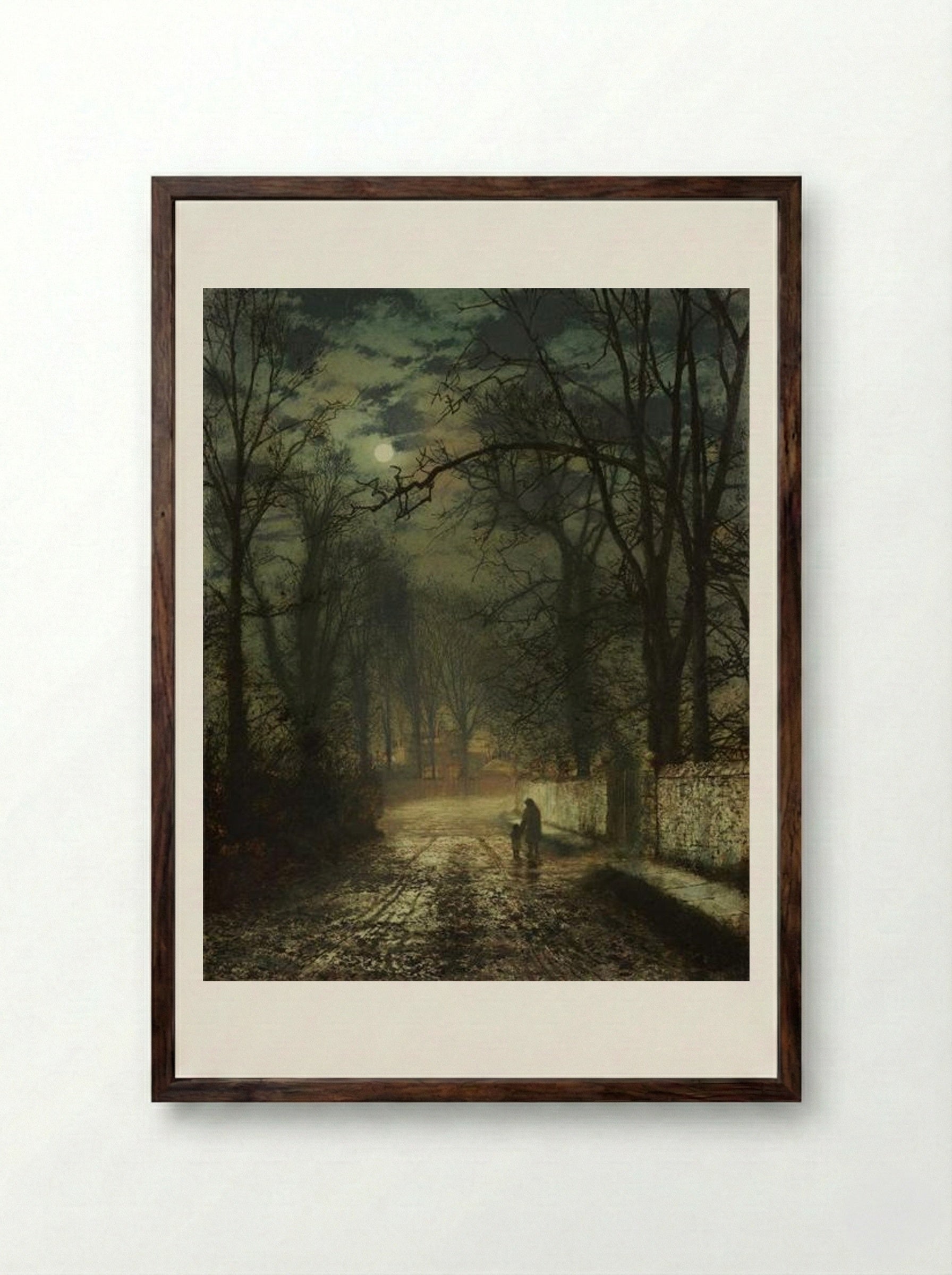 A Moonlit Lane - John Atkinson Grimshaw - Framed Print Dark Wood