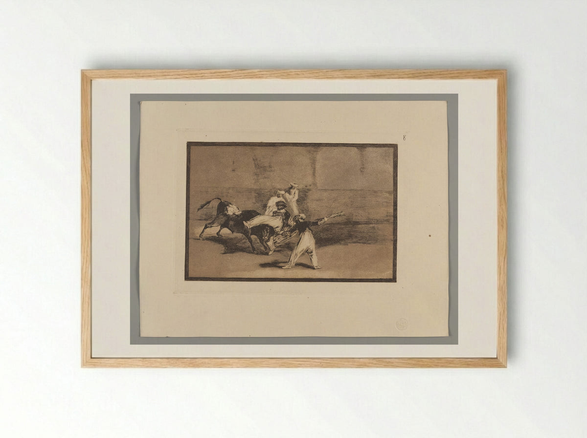 A Moor Caught by the Bull in the Ring - Francisco José de Goya y Lucientes - Framed Print Wood