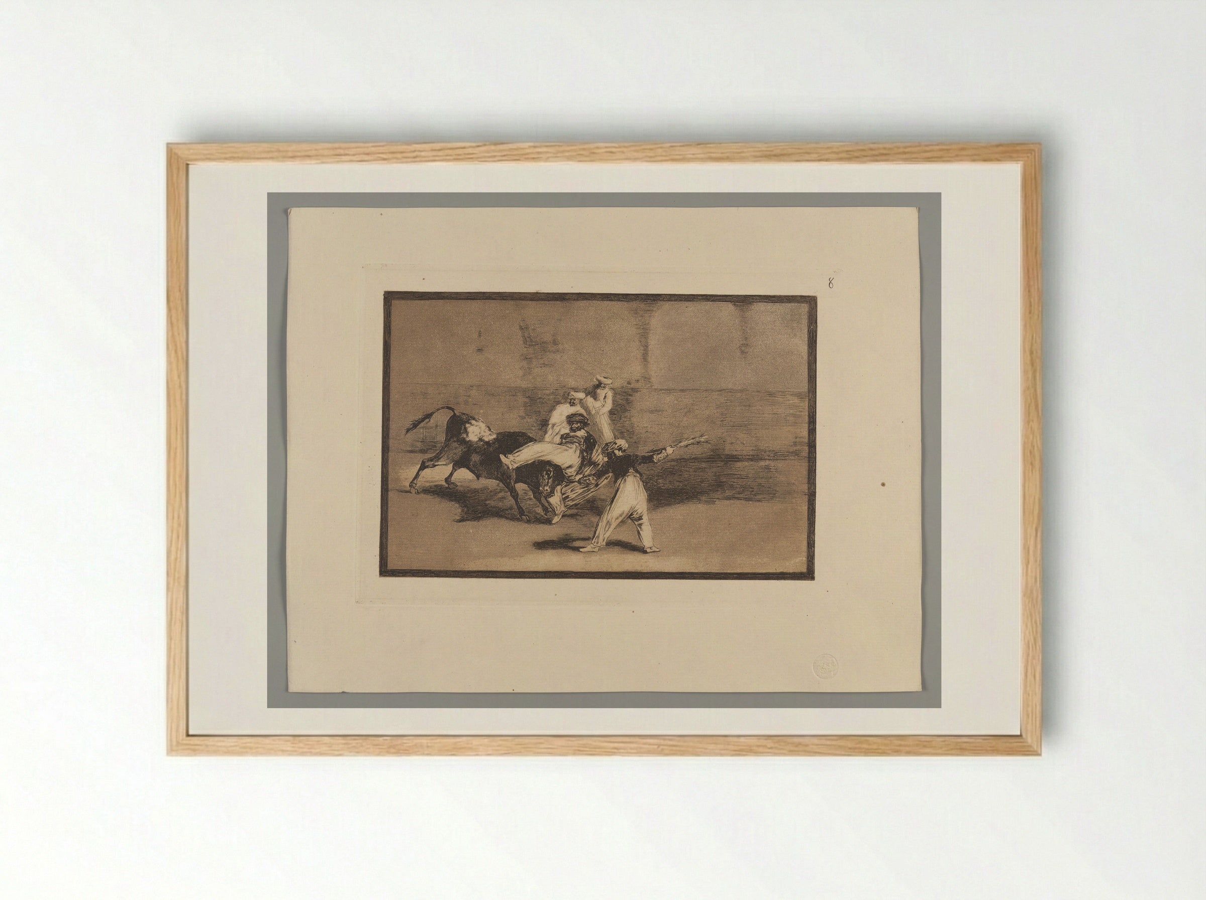 A Moor Caught by the Bull in the Ring - Francisco José de Goya y Lucientes - Framed Print Wood