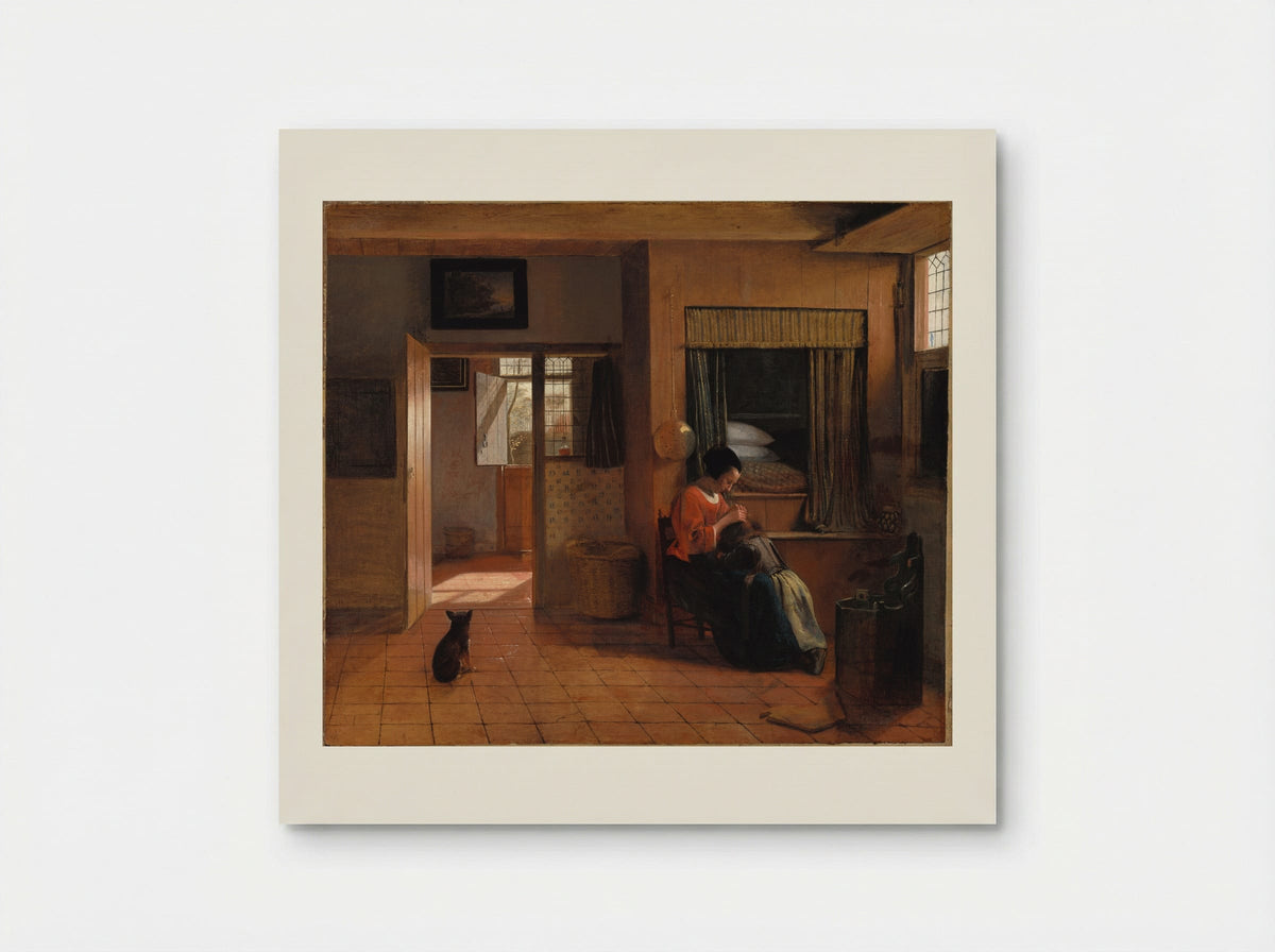 A Mother Delousing Her Child's Hair - Pieter de Hooch - Poster