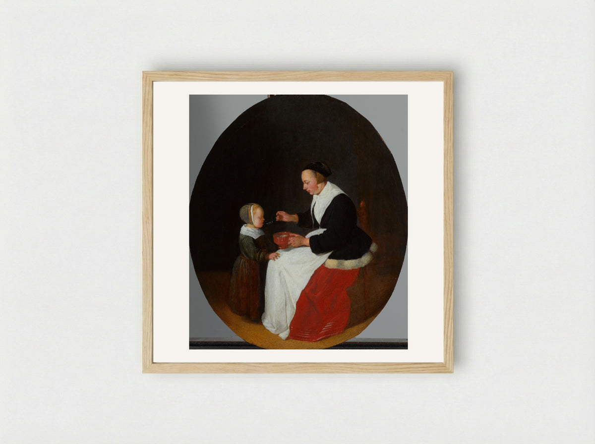A Mother Feeding Her Child - Quiringh Gerritsz. van Brekelenkam - Framed Print Wood