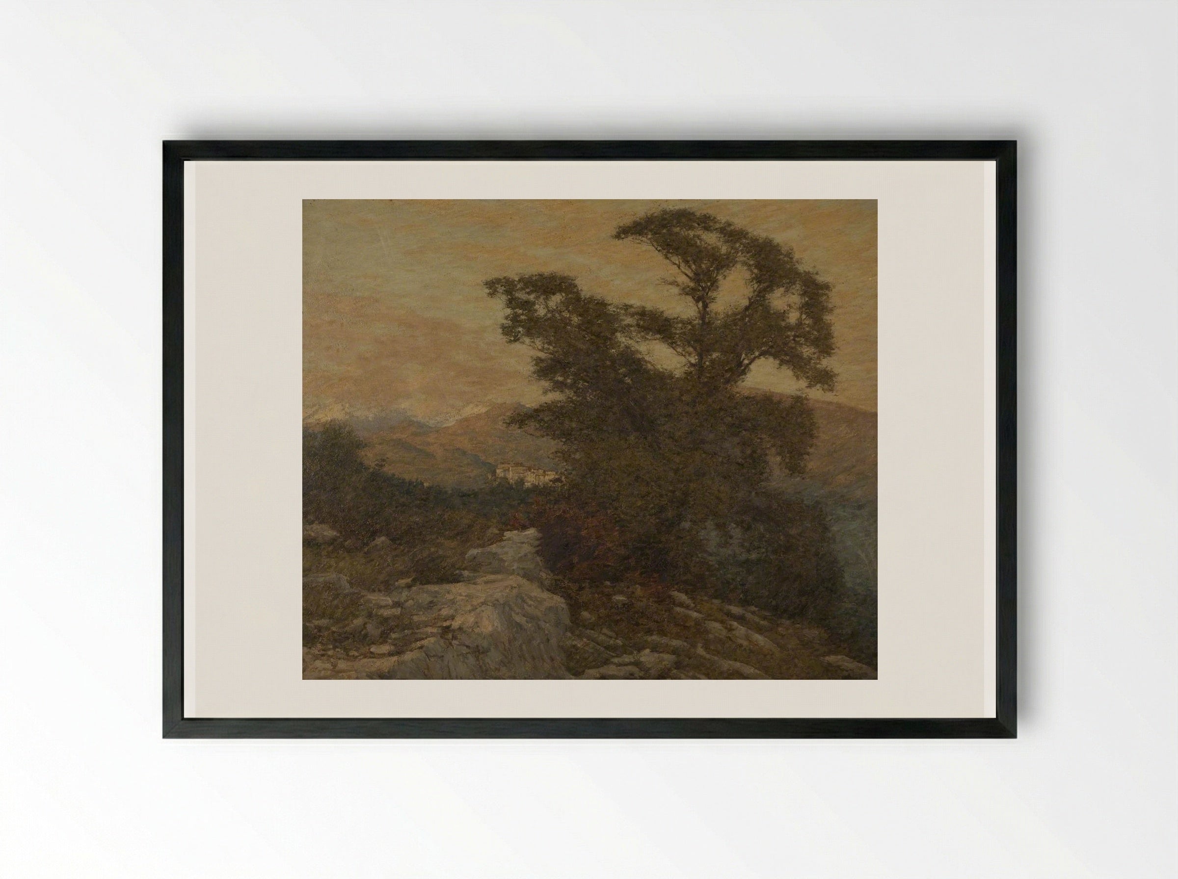 A Mountain Frontier - Henry Herbert La Thangue - Framed Print Black