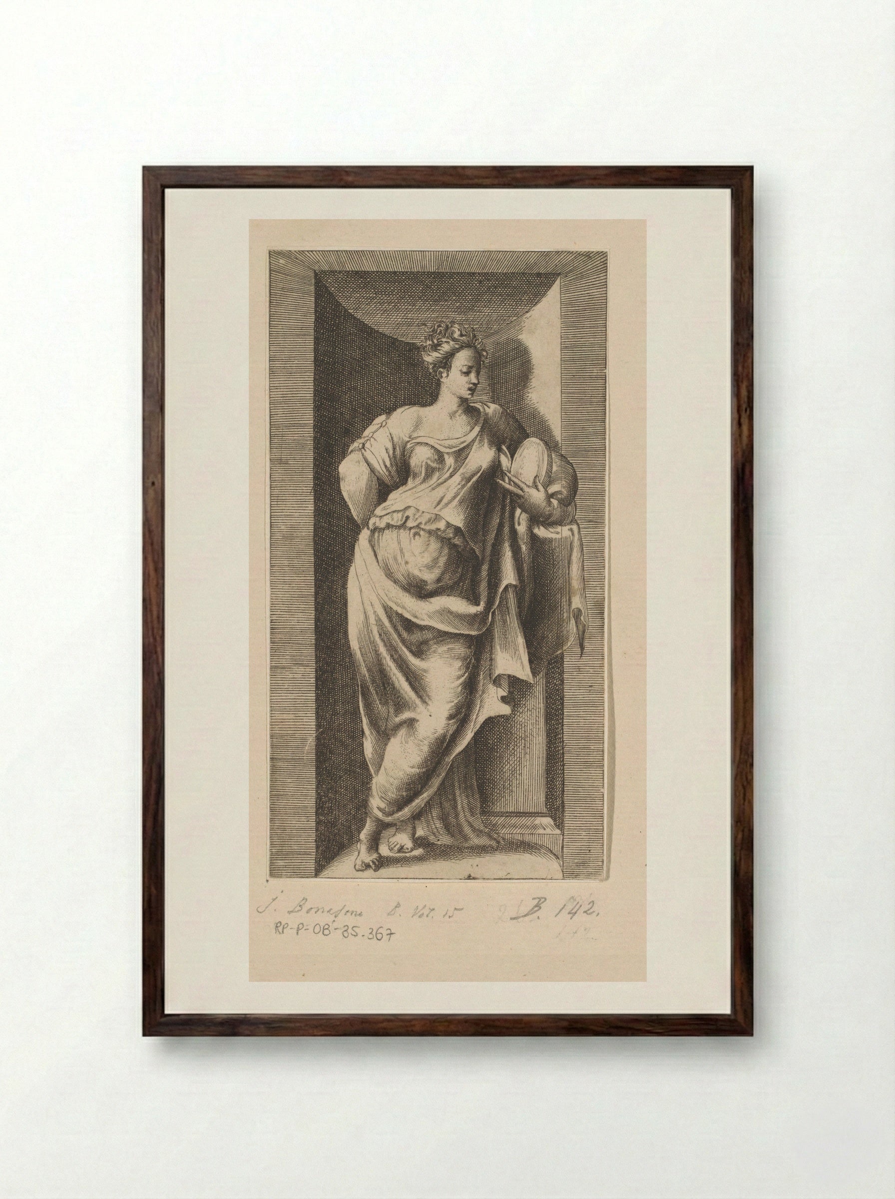 A Muse - Giulio Bonasone - Framed Print Dark Wood