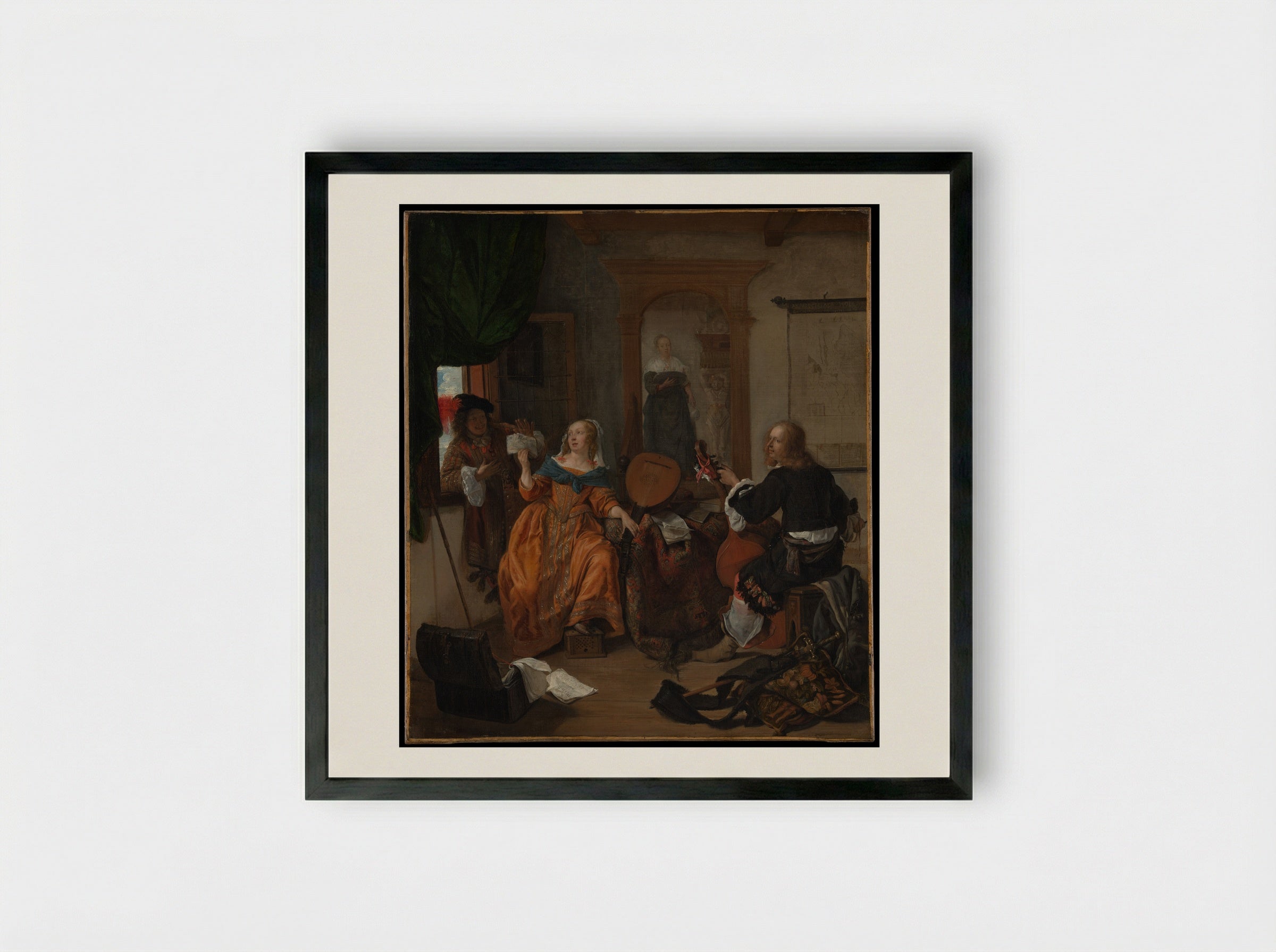 A Musical Party - Gabriël Metsu - Framed Print Black
