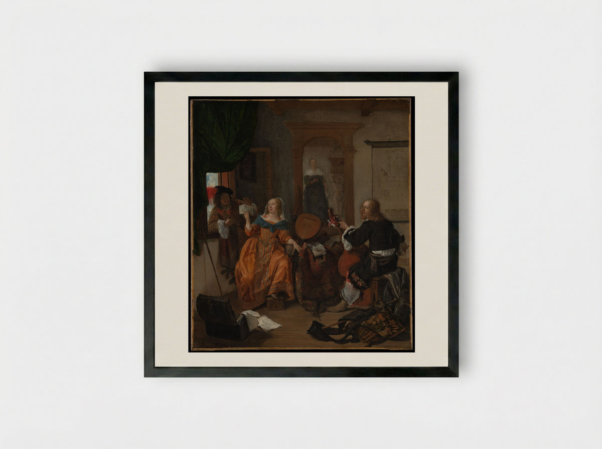 A Musical Party - Gabriël Metsu - Framed Print Black