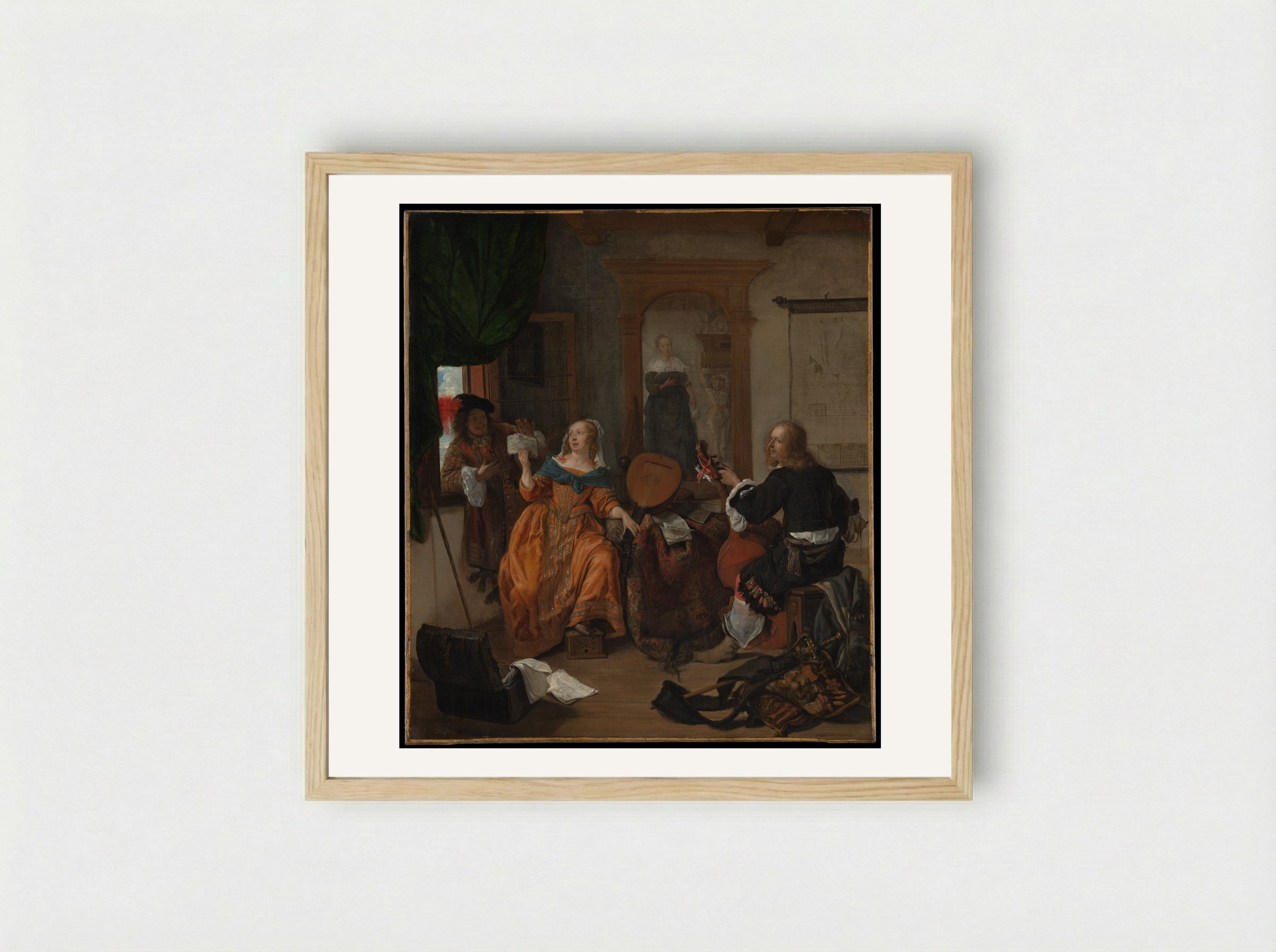 A Musical Party - Gabriël Metsu - Framed Print Wood