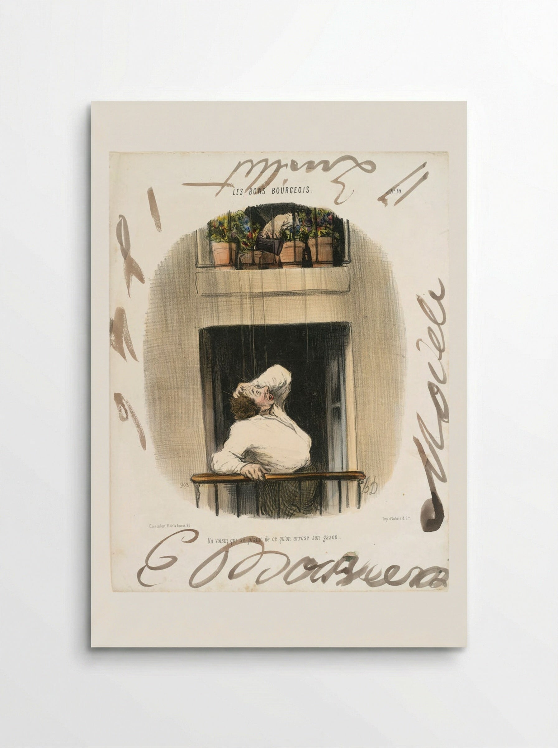 A Neighbor Who Complains about Someone Who Waters His Turf - Honoré-Victorin Daumier - Poster