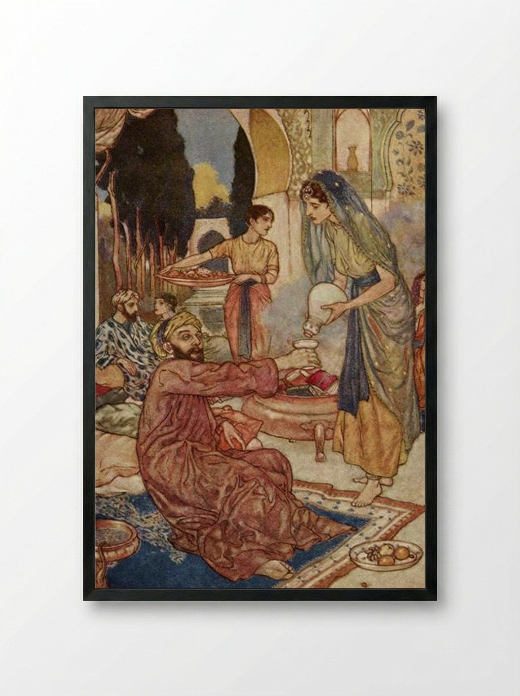A New Marriage, The Rubaiyat of Omar Khayyam - Edmund Dulac - Framed Print Black