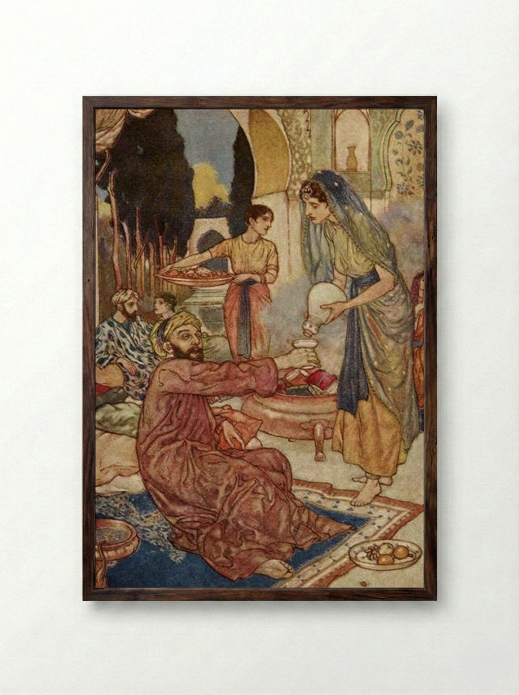 A New Marriage, The Rubaiyat of Omar Khayyam - Edmund Dulac - Framed Print Dark Wood