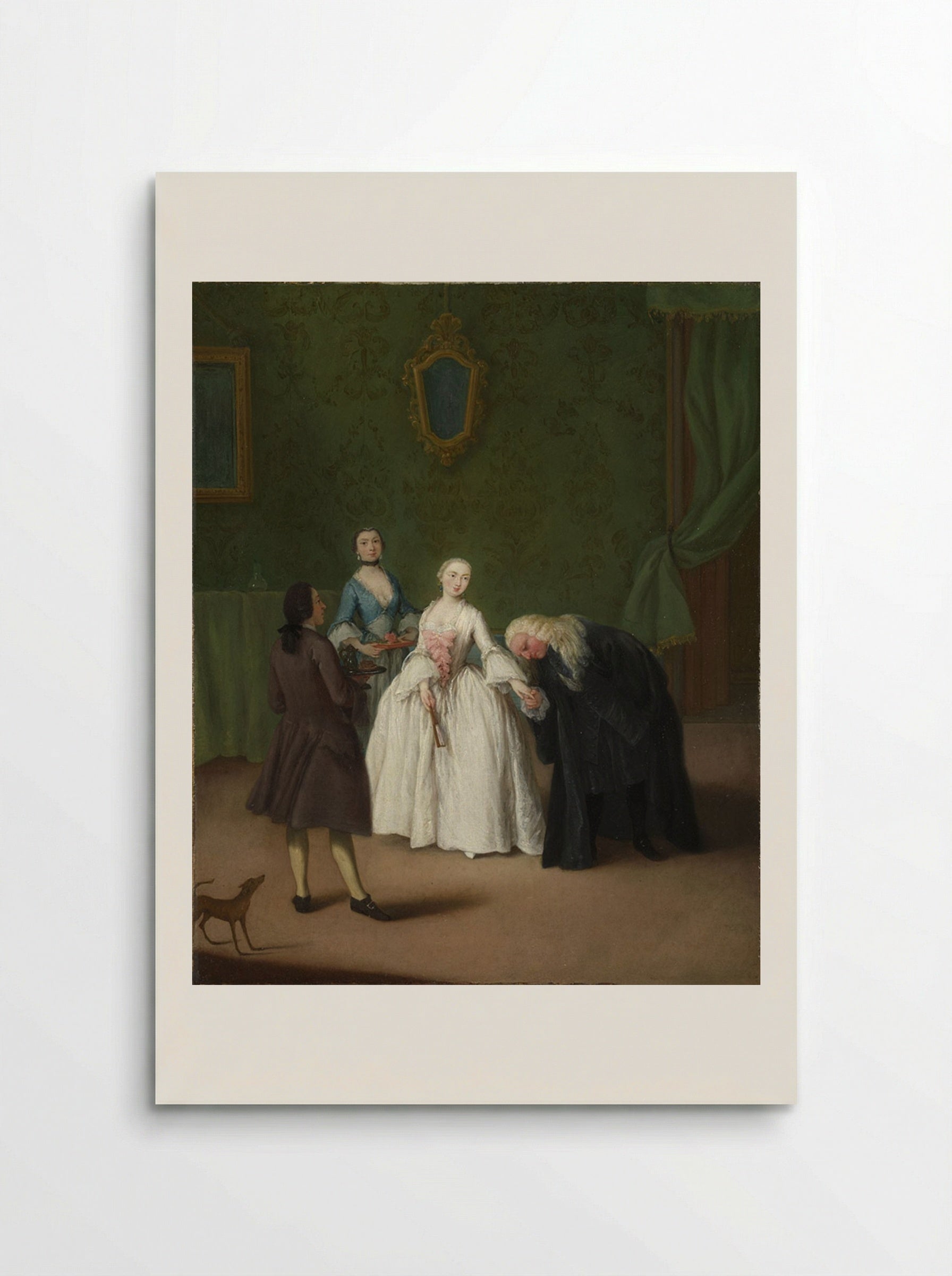 A Nobleman Kissing a Lady's Hand - Pietro Longhi - Poster