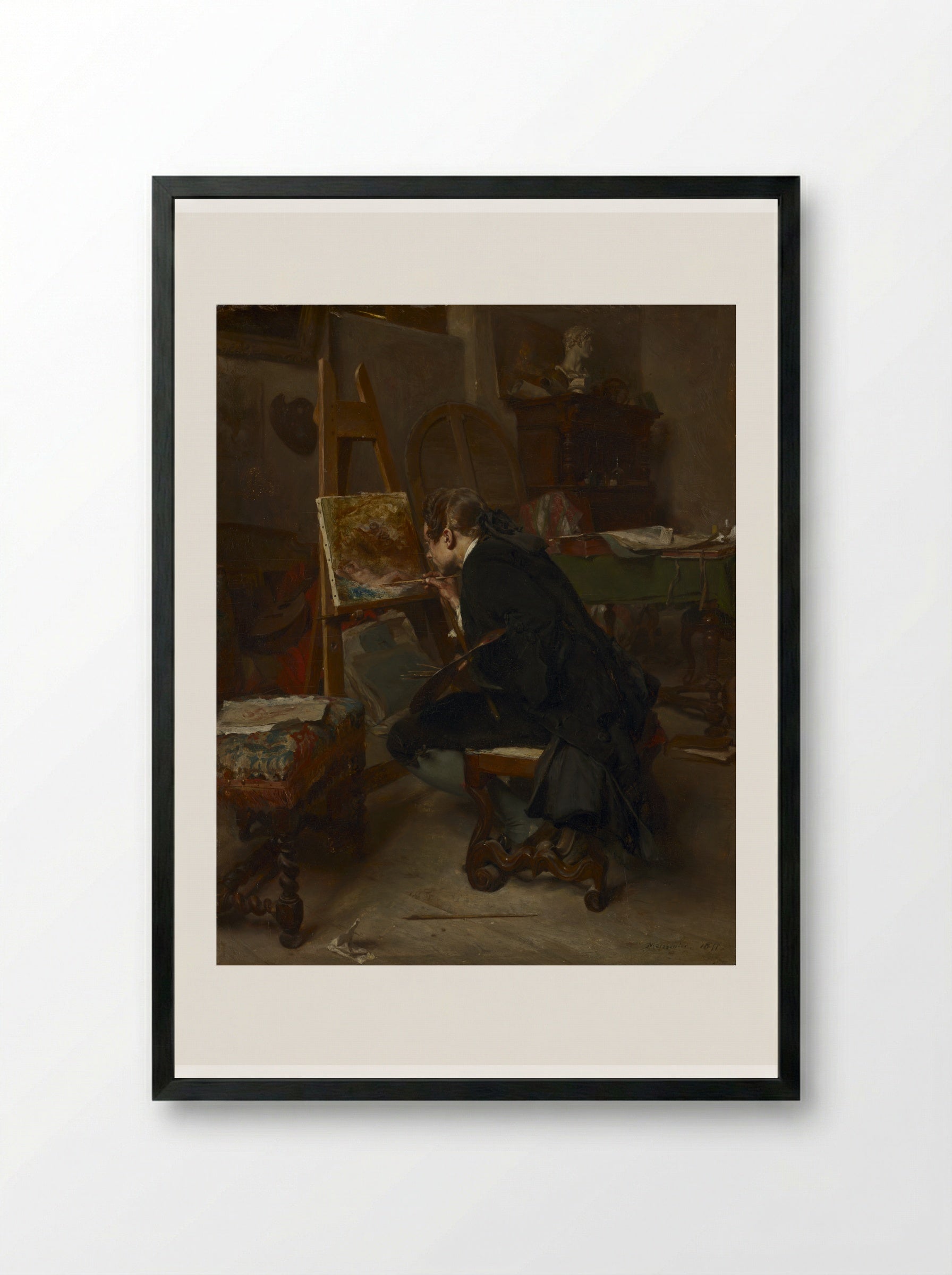A Painter - Ernest Meissonier - Framed Print Black
