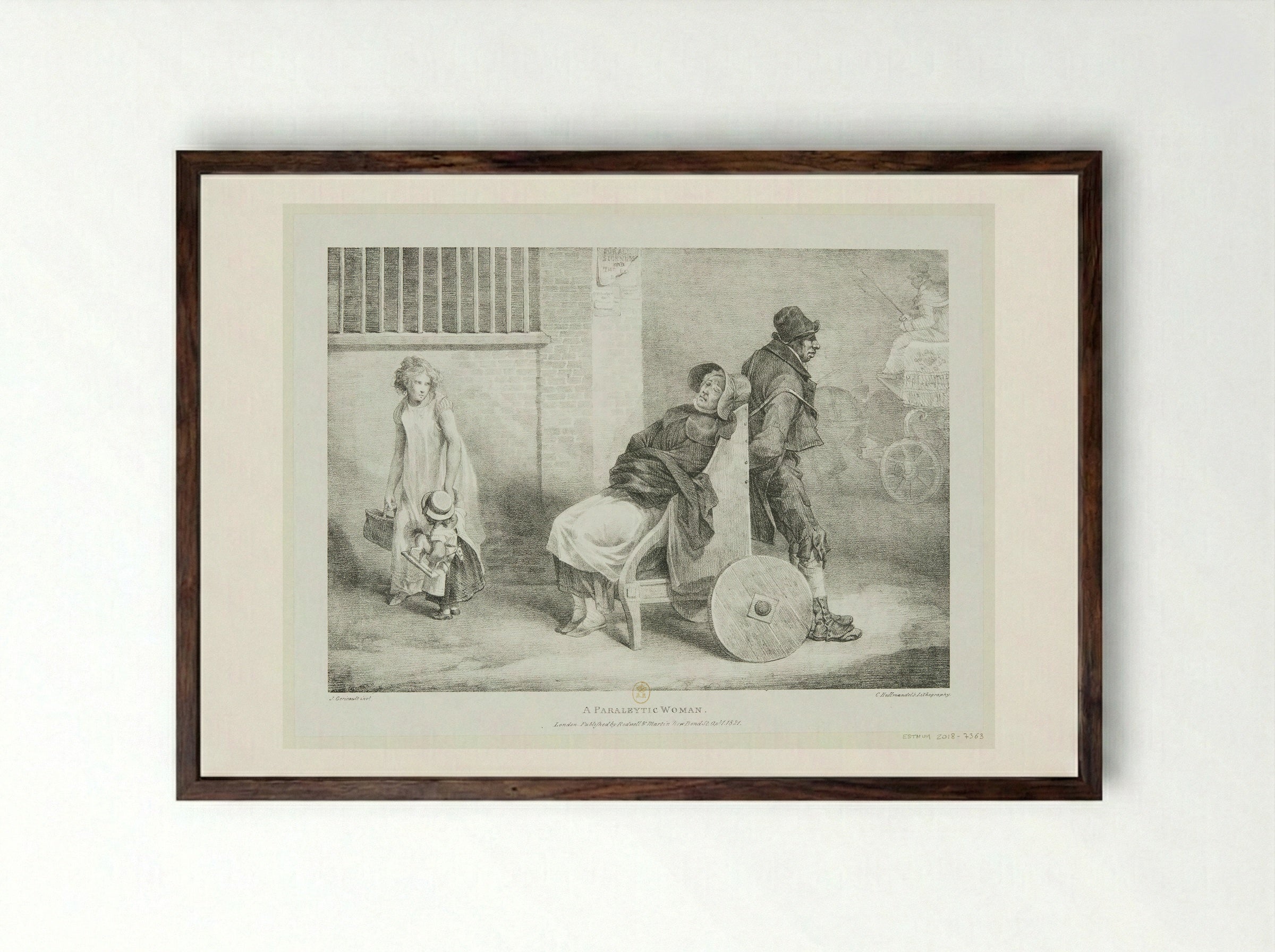A Paraleytic Woman - Théodore Géricault - Framed Print Dark Wood