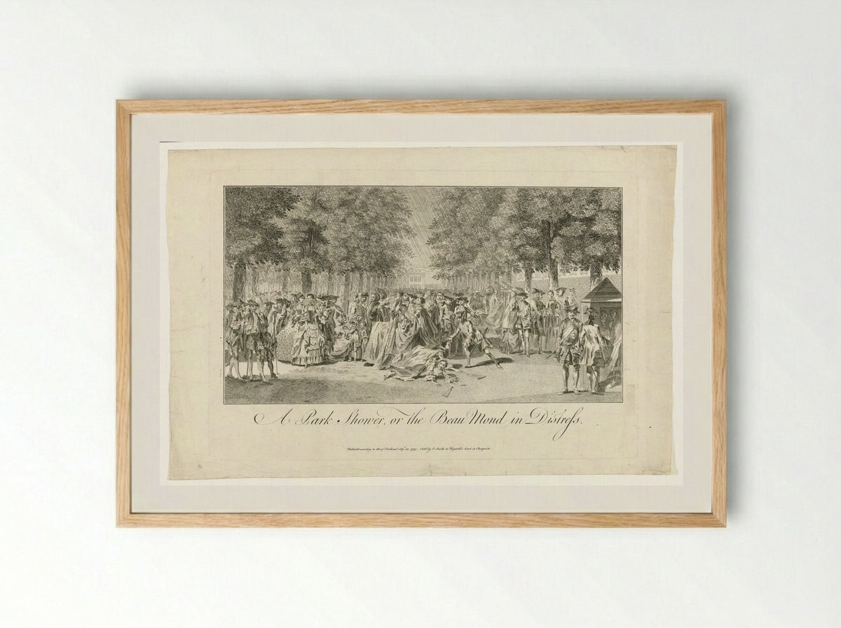 A Park Shower, or the Beau Mond in Distress - John Smith of Chichester - Framed Print Wood