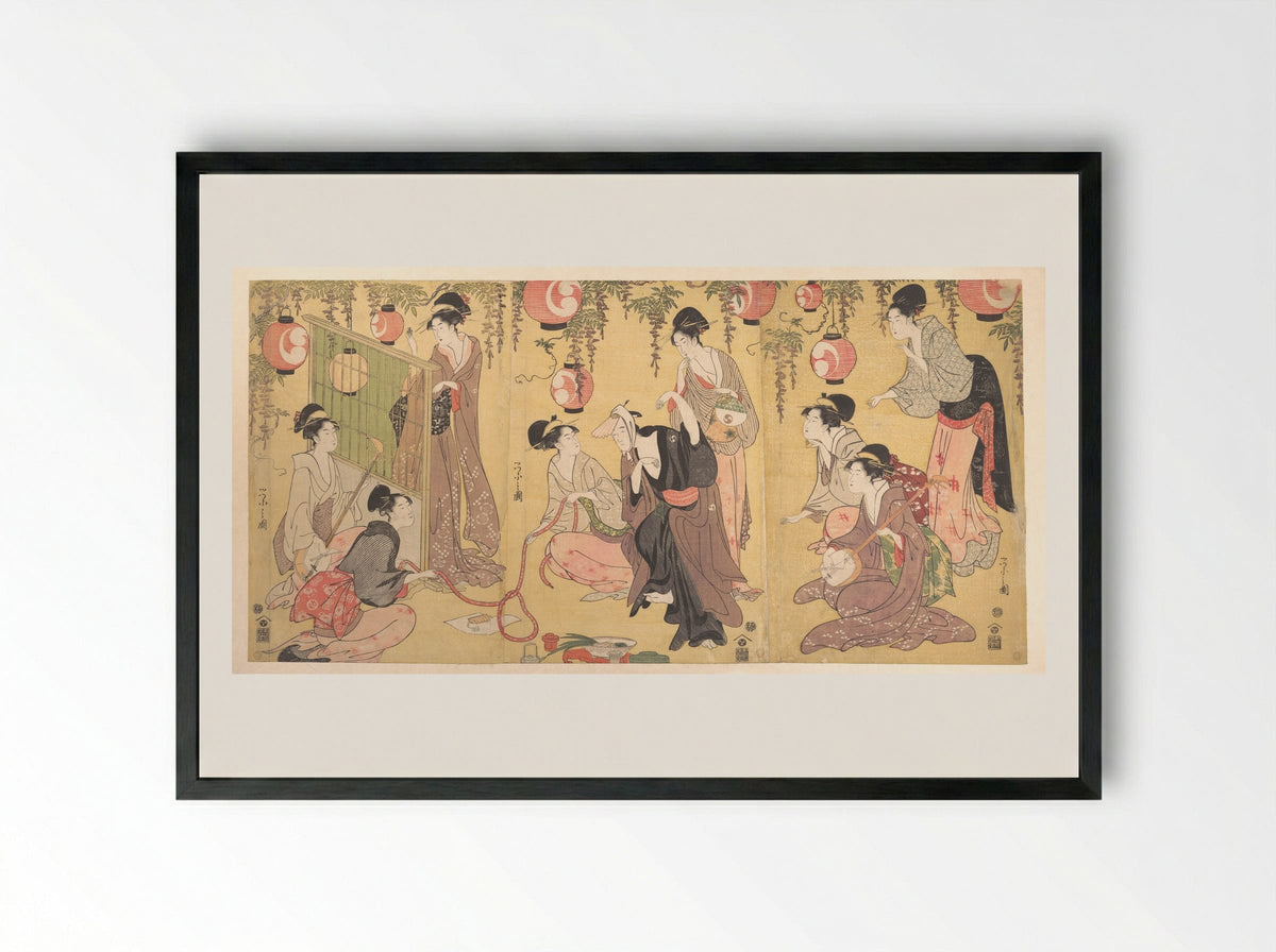 A Parody of Yuranosuke in the Pleasure Quarters - Chōbunsai Eishi - Framed Print Black