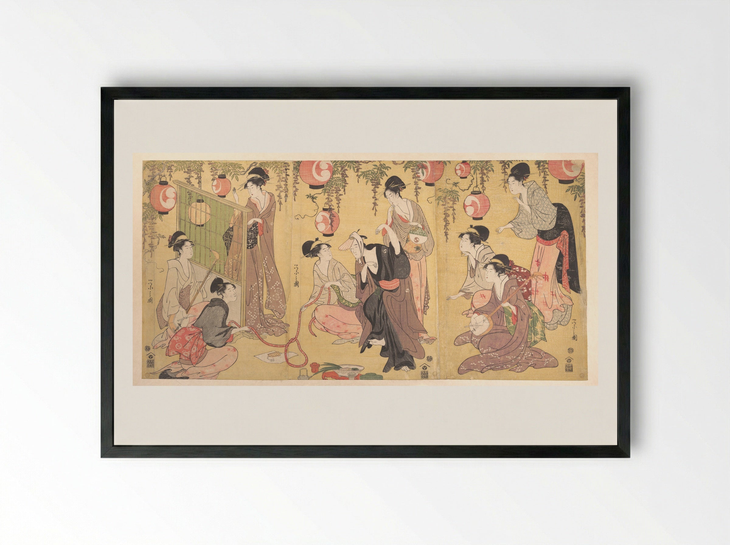A Parody of Yuranosuke in the Pleasure Quarters - Chōbunsai Eishi - Framed Print Black