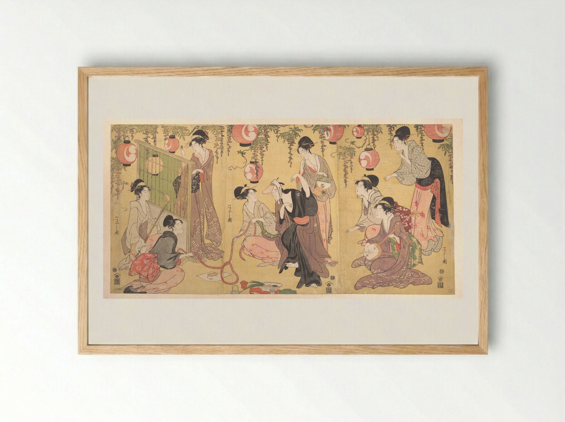 A Parody of Yuranosuke in the Pleasure Quarters - Chōbunsai Eishi - Framed Print Wood