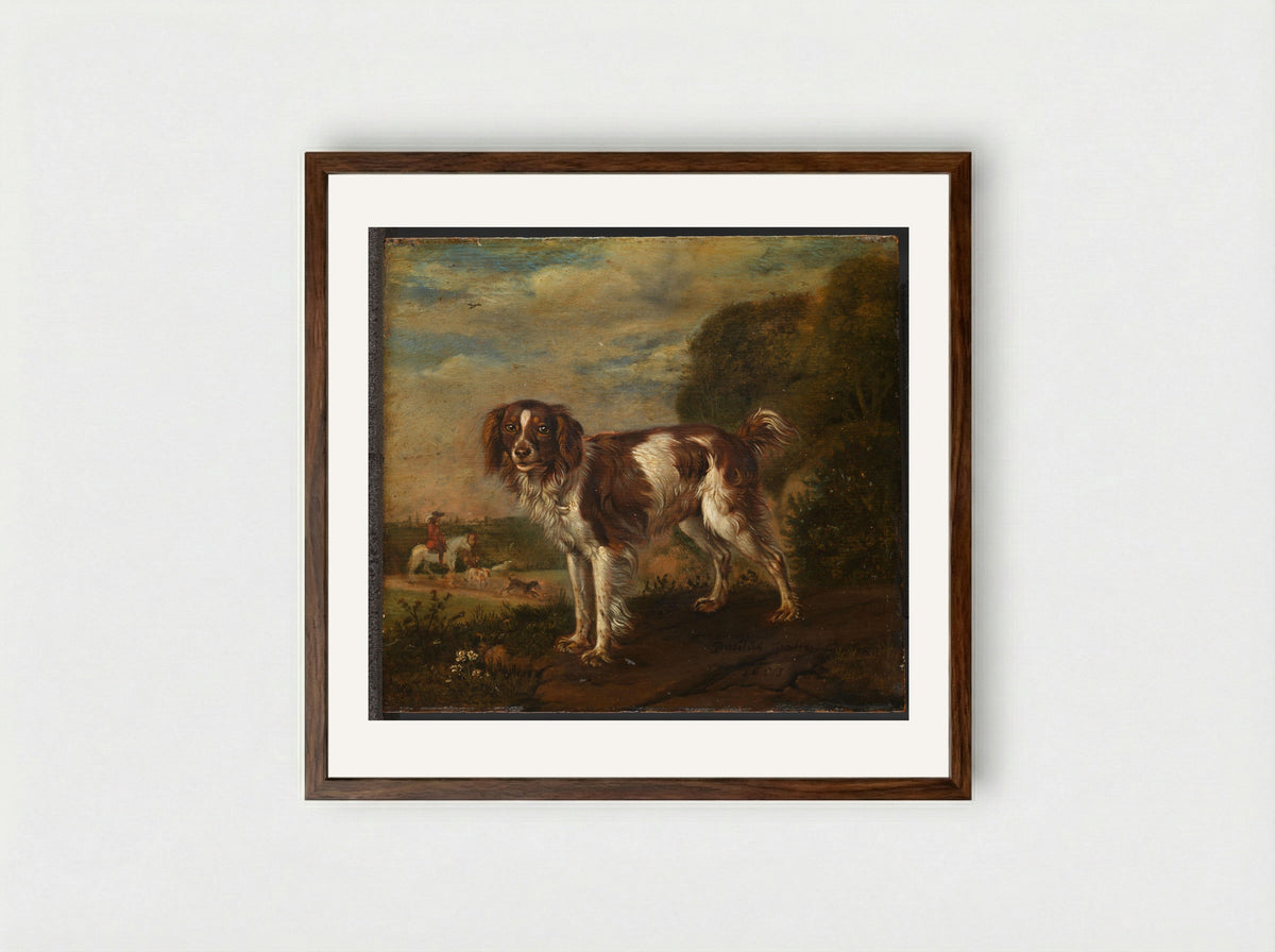 A Partridge Dog - Paulus Potter - Framed Print Dark Wood