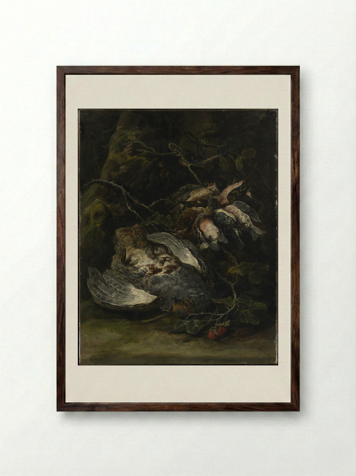 A Partridge and Small Game Birds - Jan Fyt - Framed Print Dark Wood