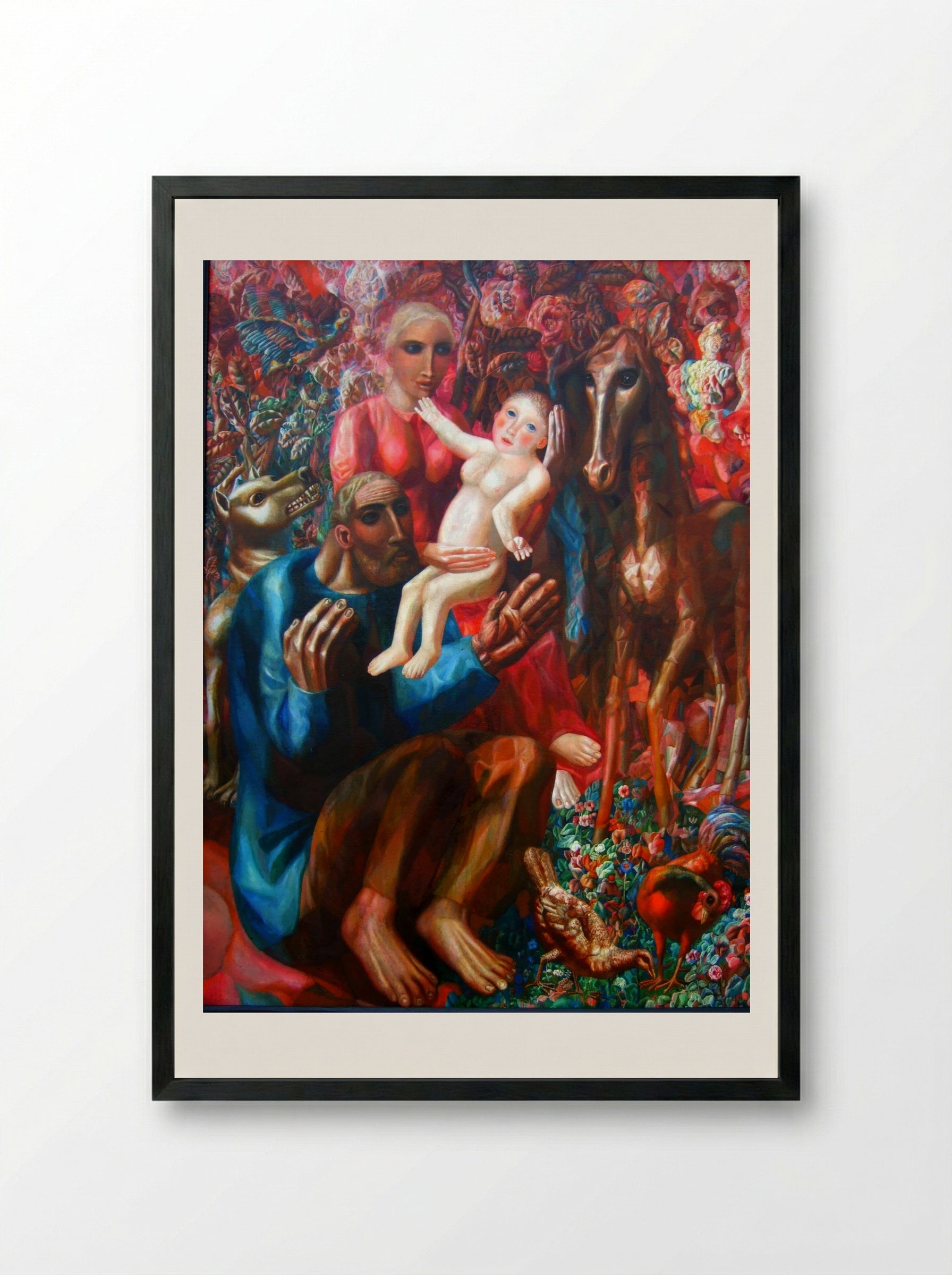 A Peasant Family (The Holy Family) - Pavel Filonov - Framed Print Black