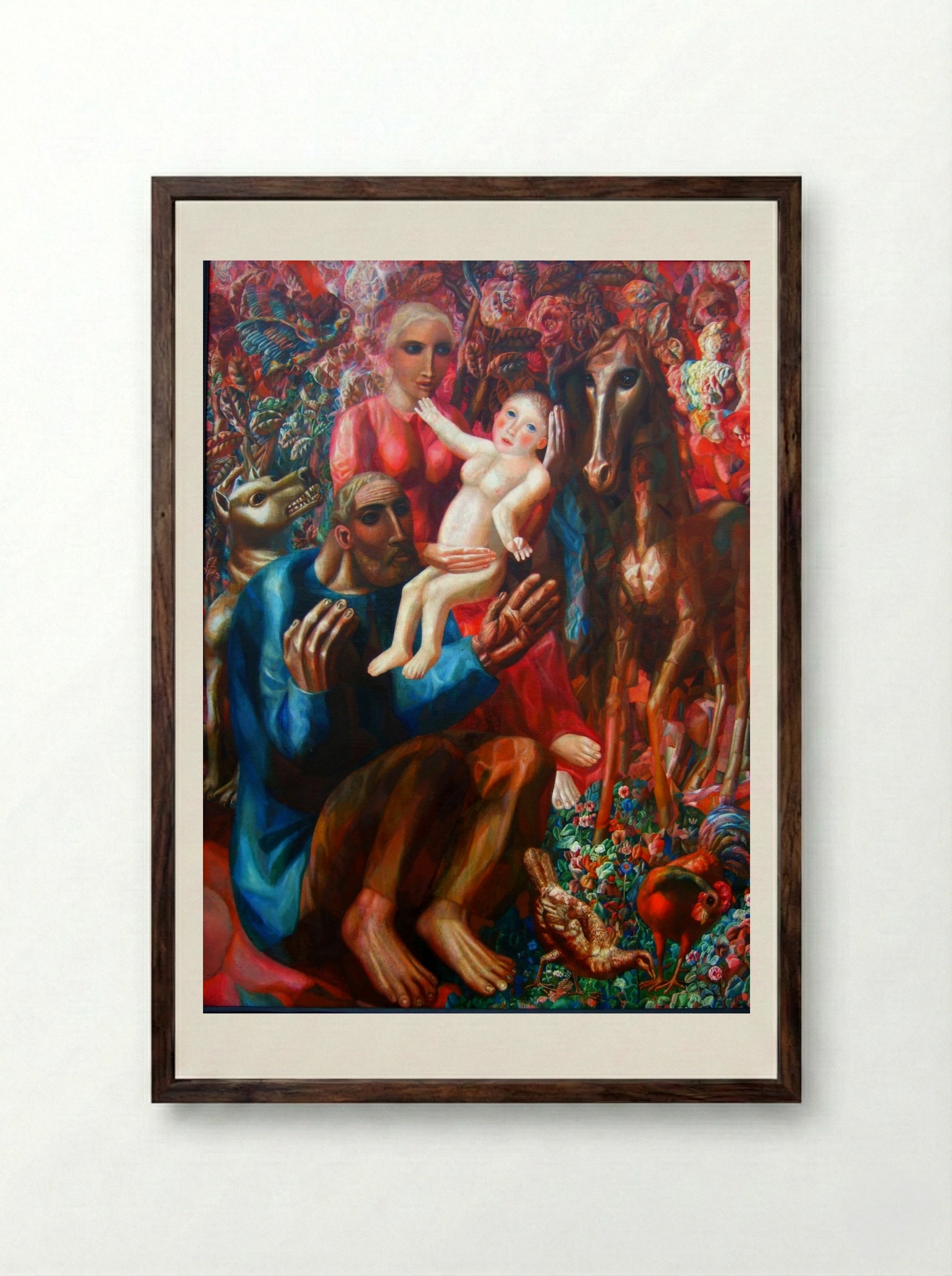 A Peasant Family (The Holy Family) - Pavel Filonov - Framed Print Dark Wood