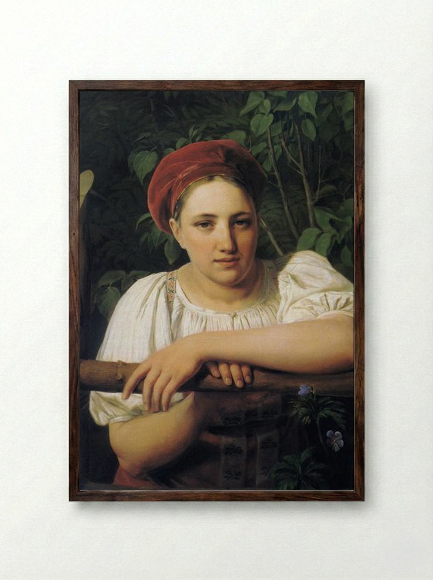 A Peasant Girl from Tver - Alexey Venetsianov - Framed Print Dark Wood