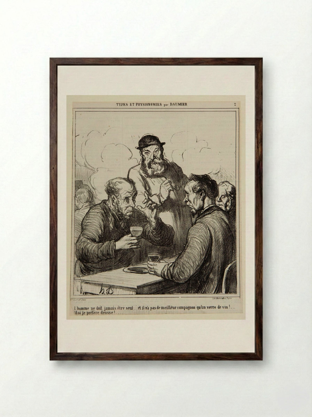 A Philosopher - Honoré-Victorin Daumier - Framed Print Dark Wood
