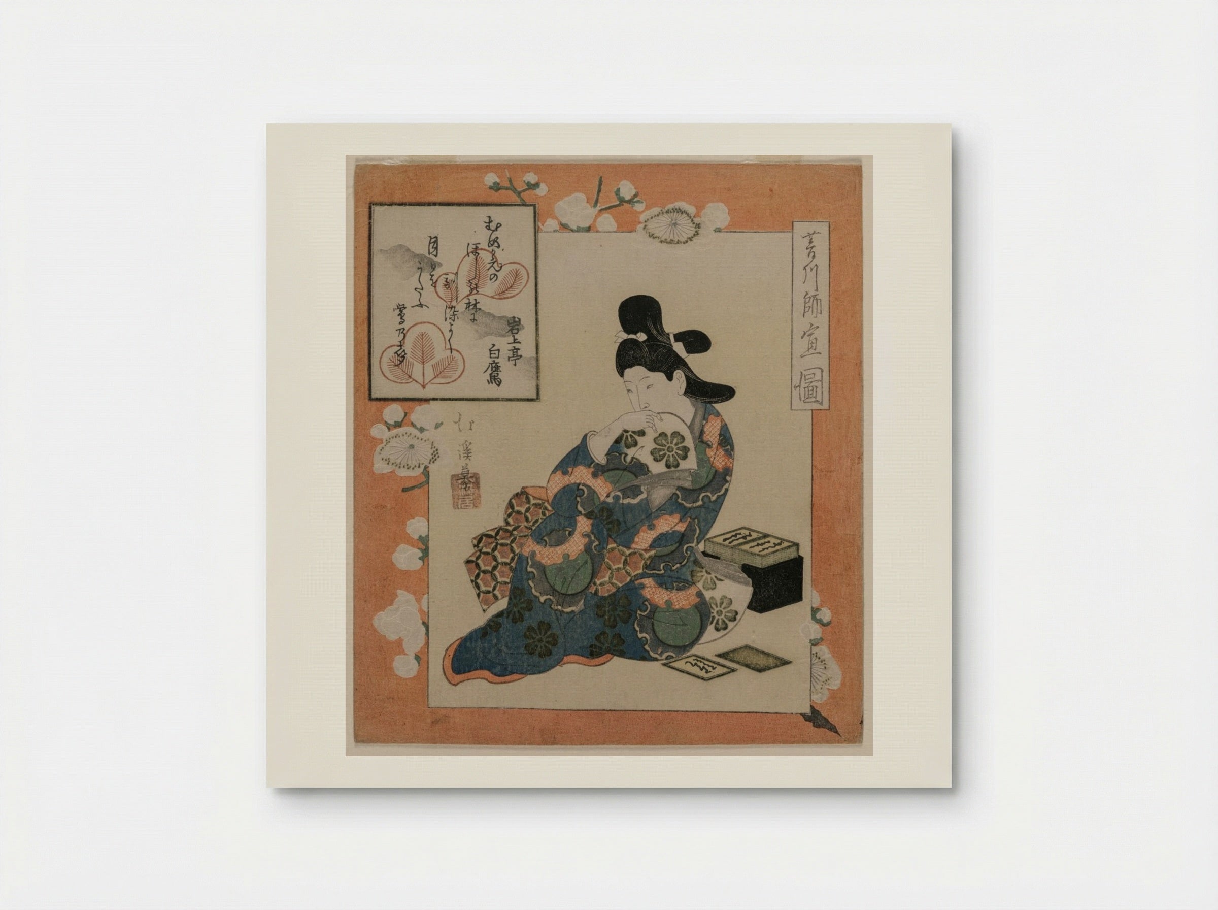A Picture by Hishikawa Moronobu: Woman with a Set of Poem Cards - Totoya Hokkei - Poster