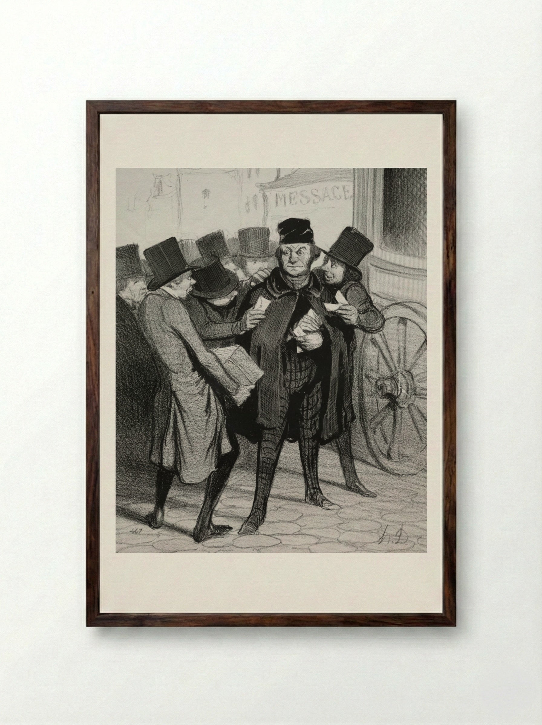 A Pleasure Trip to Paris - Honoré Daumier - Framed Print Dark Wood