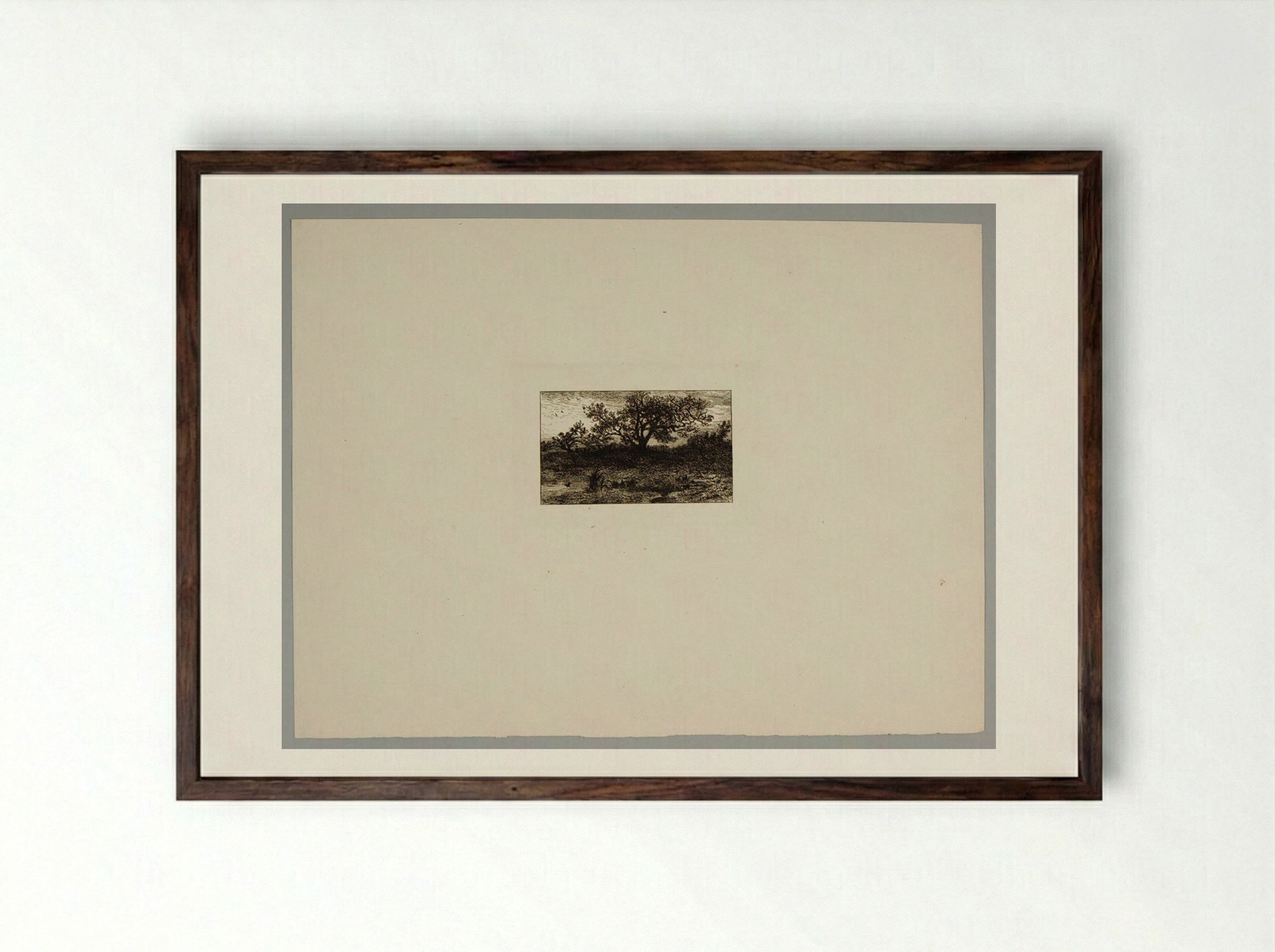 A Pond - Charles-Émile Jacque - Framed Print Dark Wood