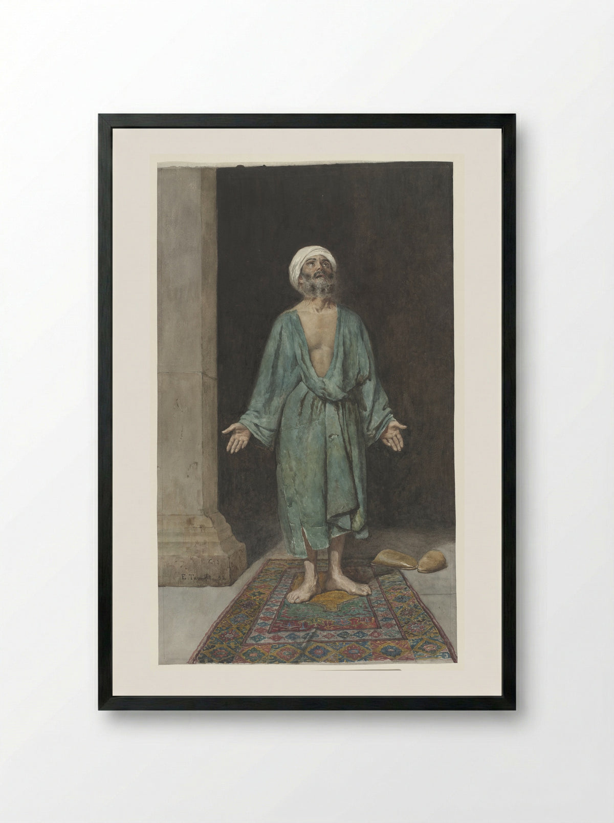 A Praying Muslim - Enrico Tarenghi - Framed Print Black