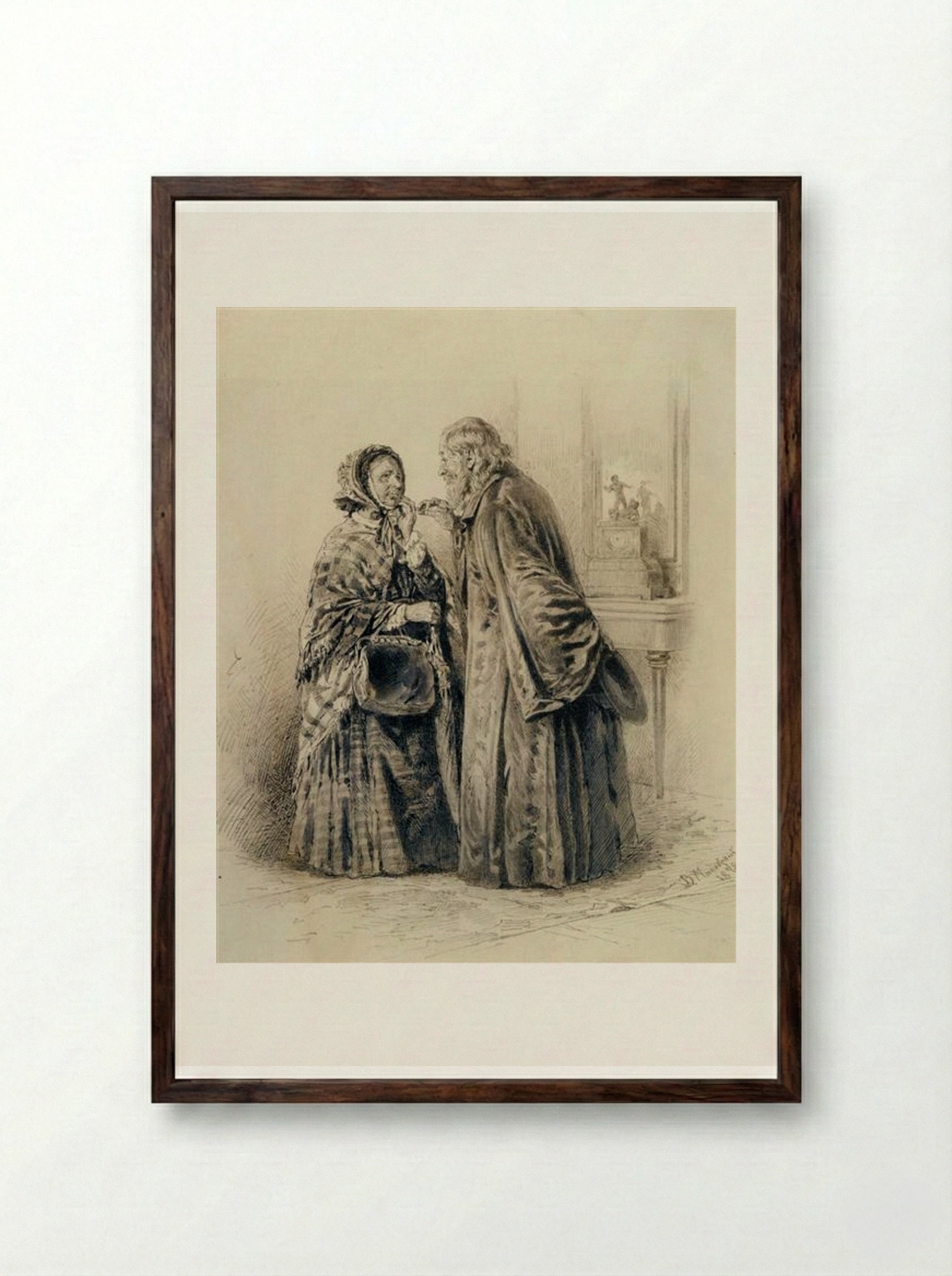 A Private Conversation - Vladimir Makovsky - Framed Print Dark Wood