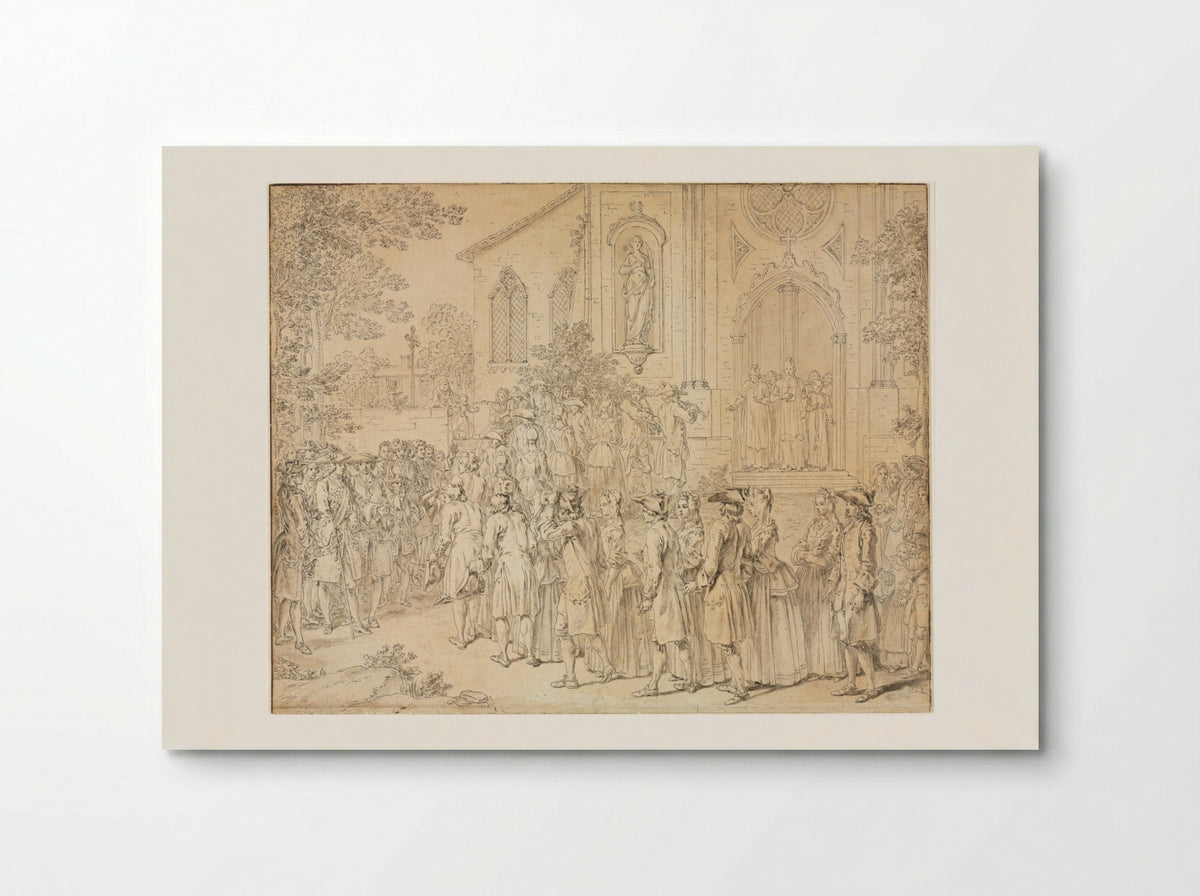 A Procession Entering a Church - Hubert François Bourguignon Gravelot - Poster