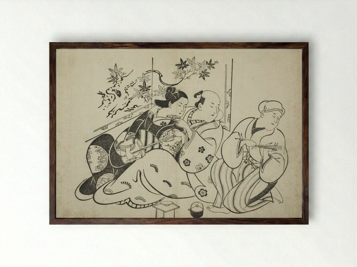A Professional Buffoon - Torii Kiyonobu I - Framed Print Dark Wood