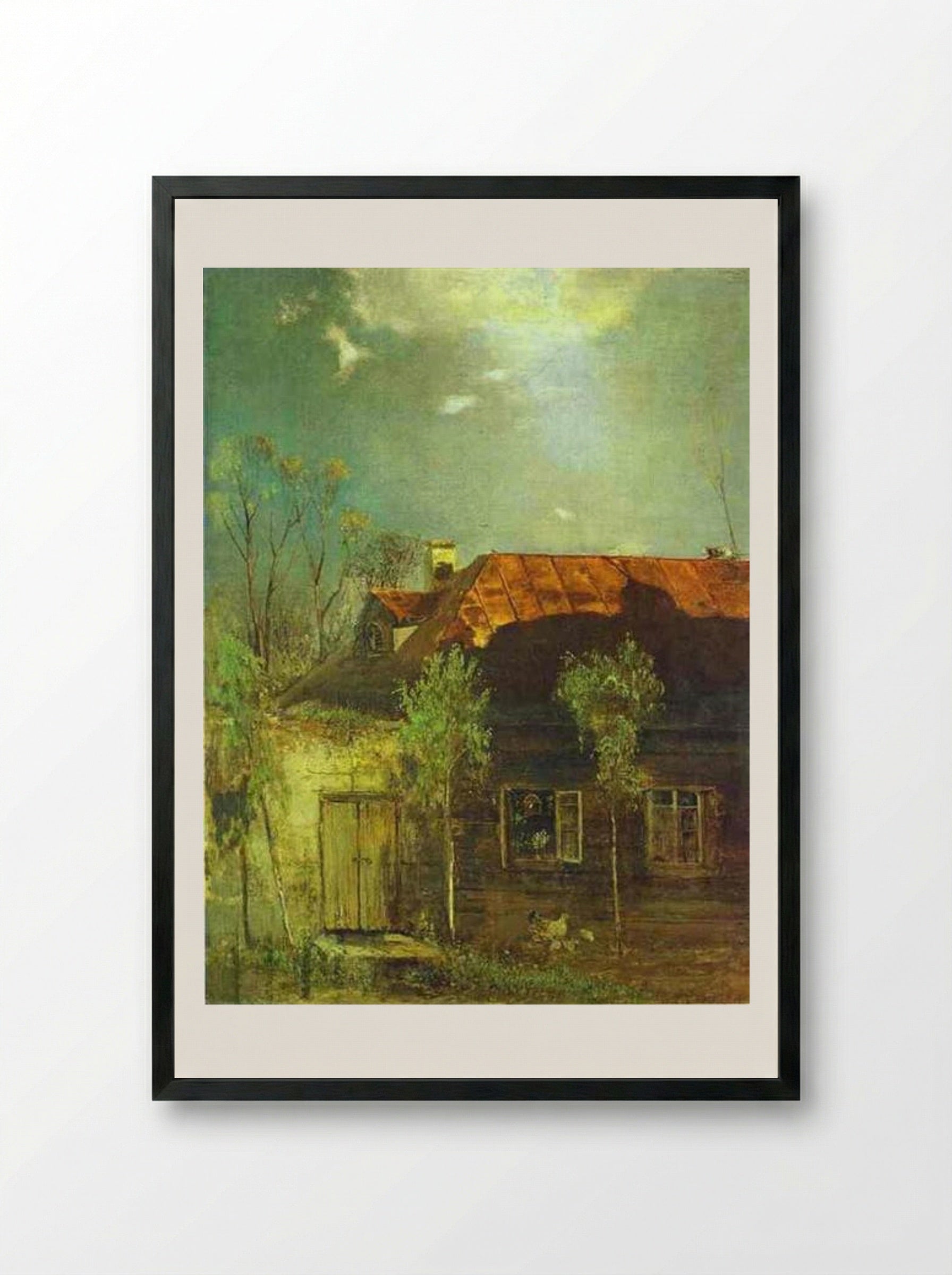 A Provincial Cottage. Spring - Aleksey Savrasov - Framed Print Black