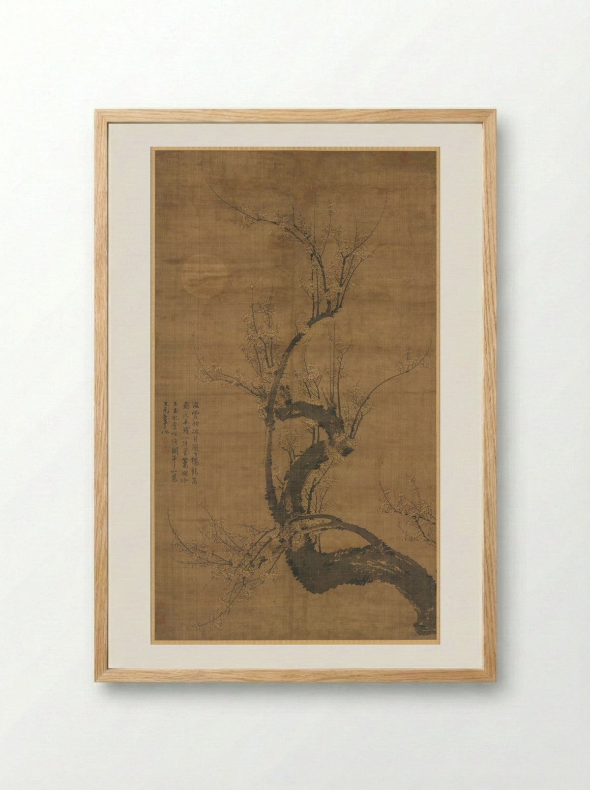 A Prunus in the Moonlight - Wang Mian - Framed Print Wood