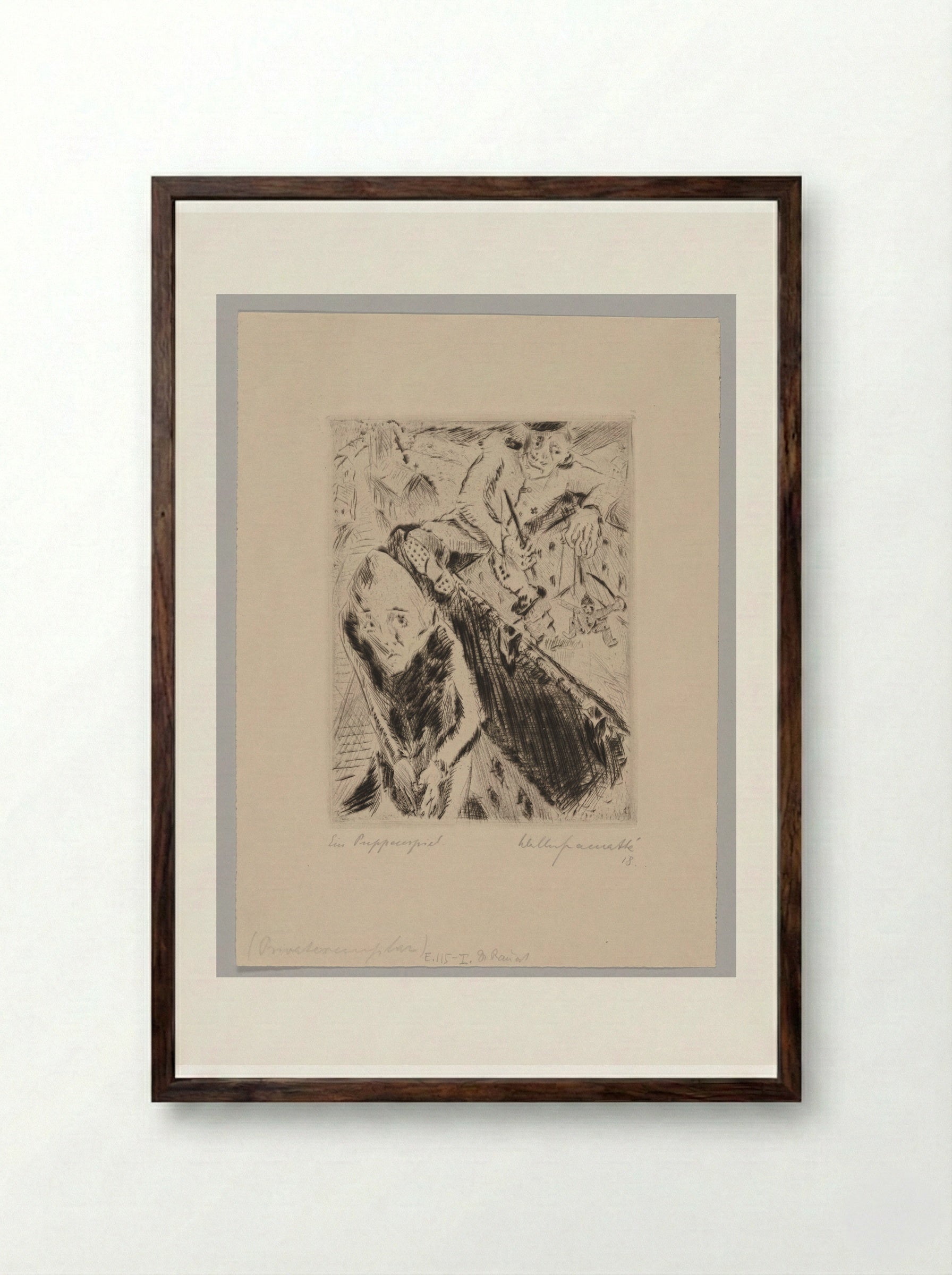A Puppet Show - Walter Gramatté - Framed Print Dark Wood