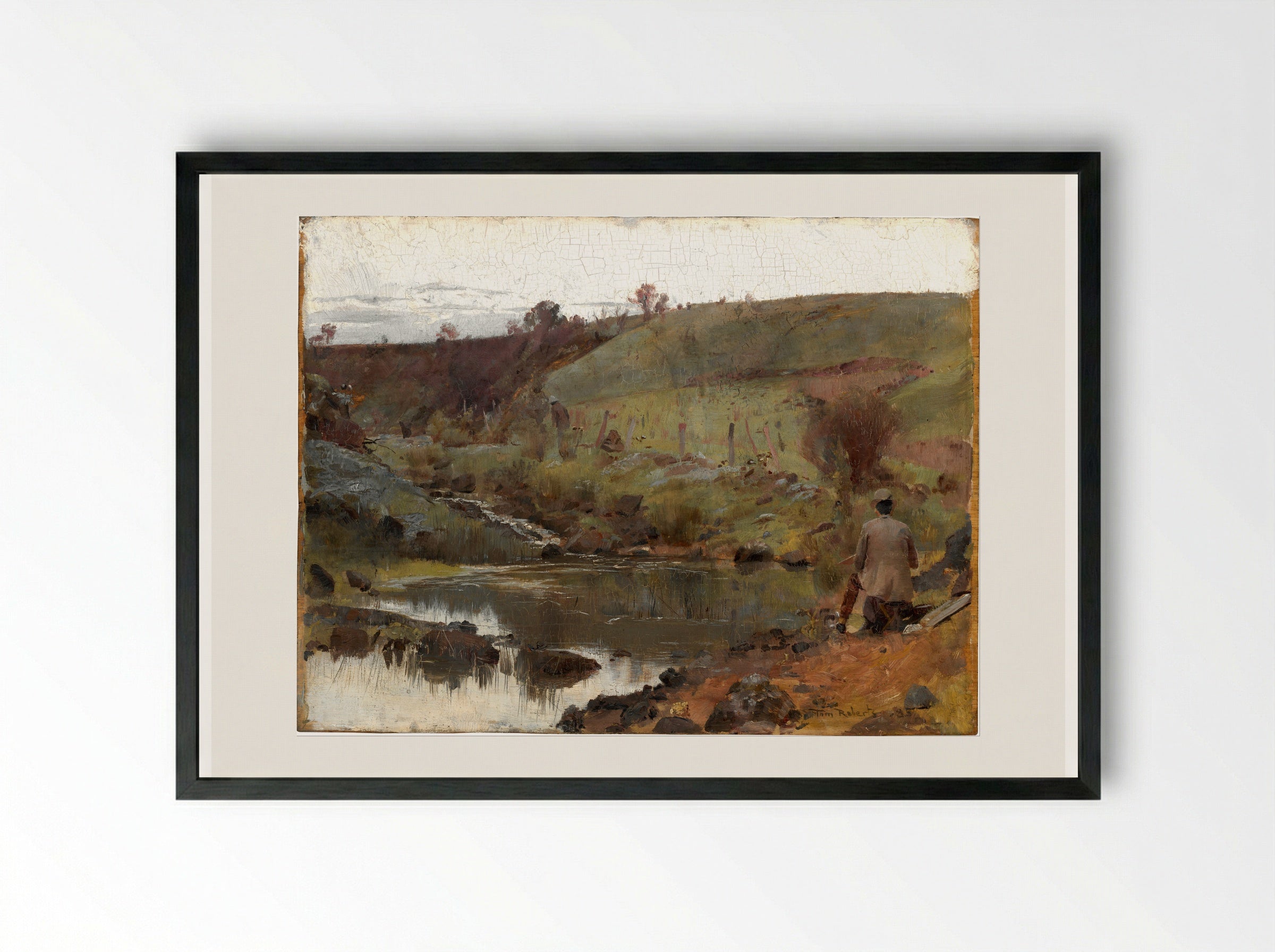 A Quiet Day on the Darebin Creek - Tom Roberts - Framed Print Black
