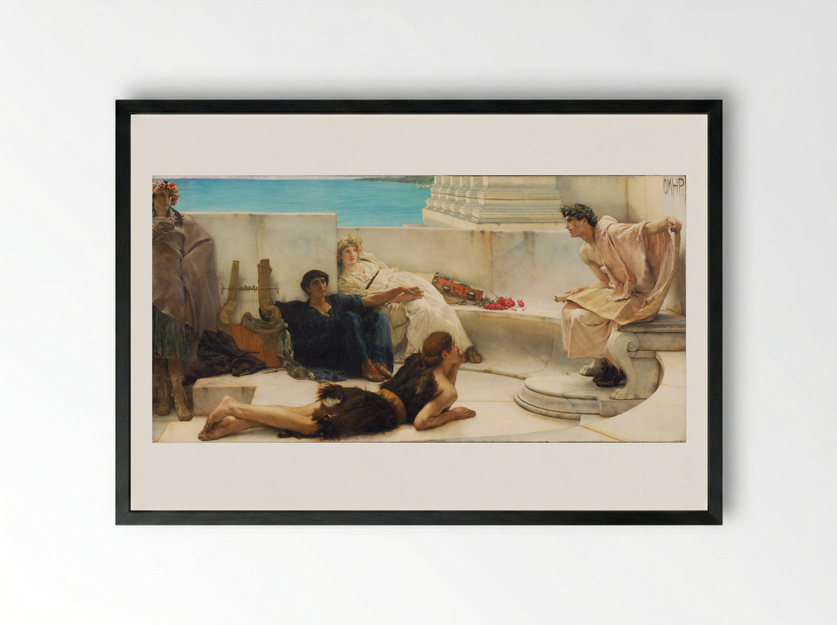 A Reading from Homer - Sir Lawrence Alma-Tadema - Framed Print Black