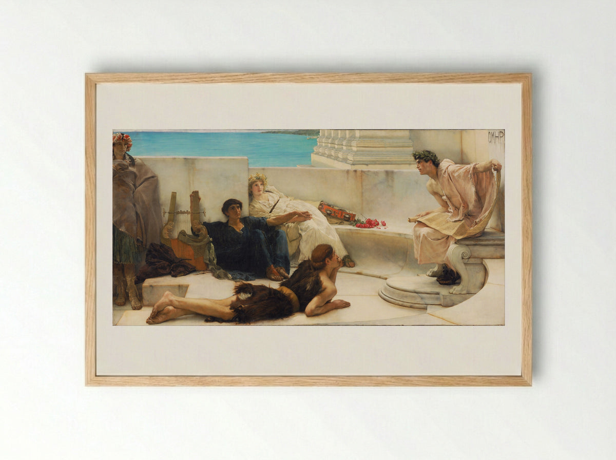A Reading from Homer - Sir Lawrence Alma-Tadema - Framed Print Wood