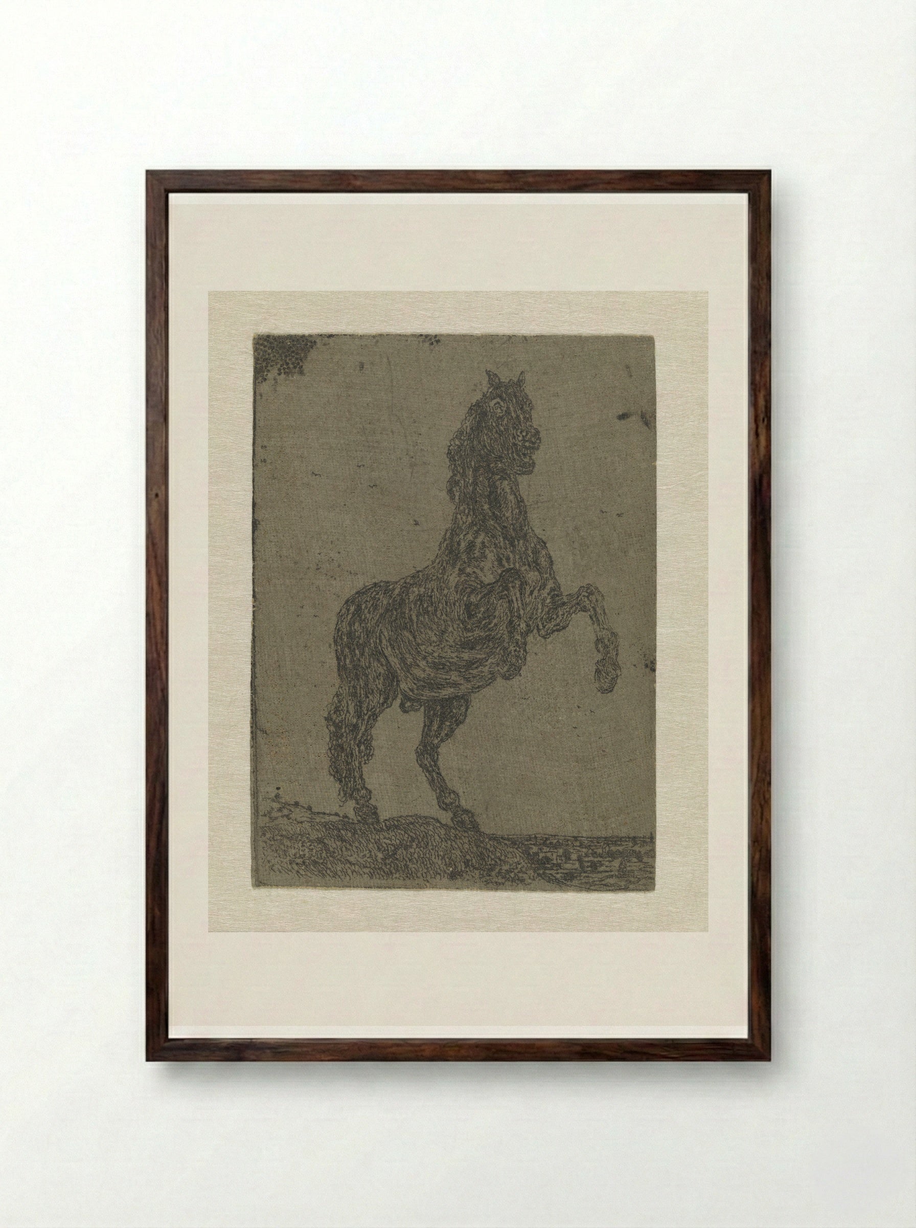 A Rearing Horse - Hercules Segers - Framed Print Dark Wood