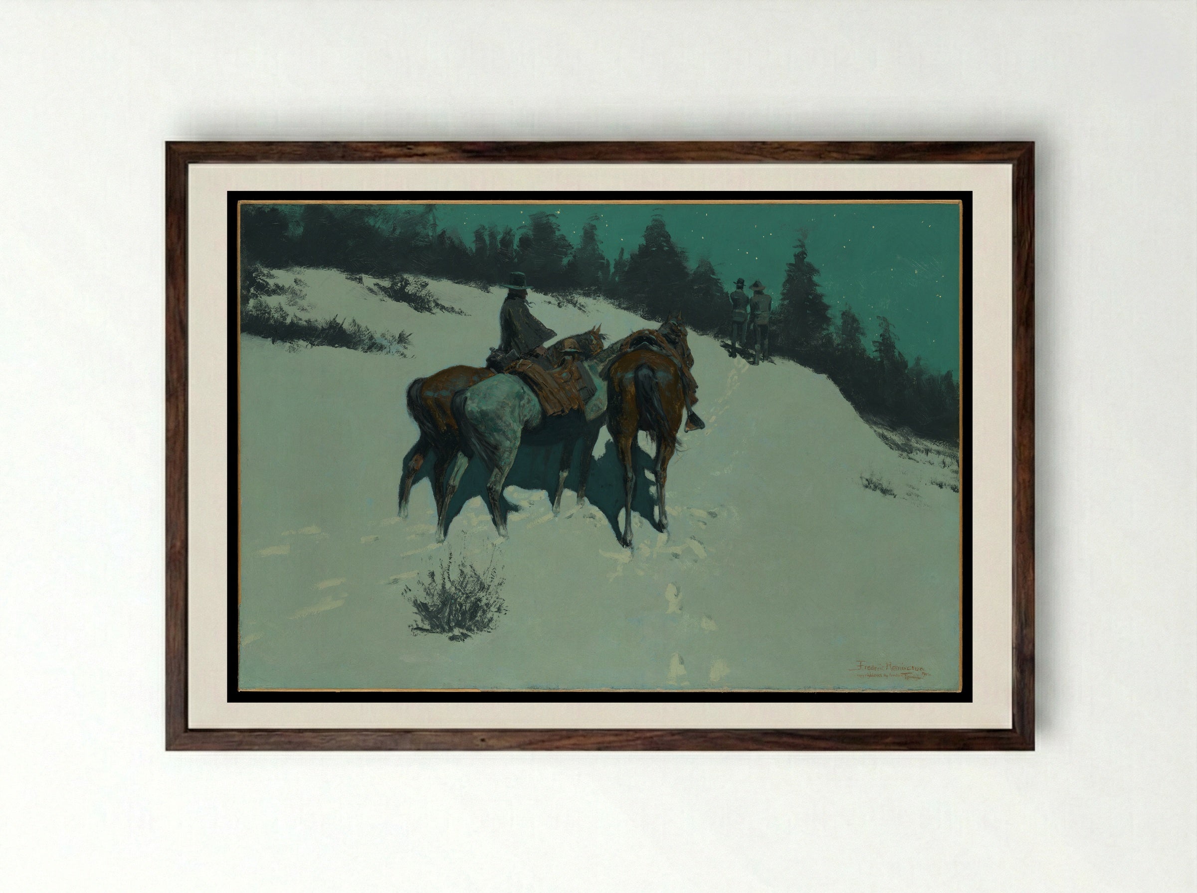 A Reconnaissance - Frederic Remington - Framed Print Dark Wood