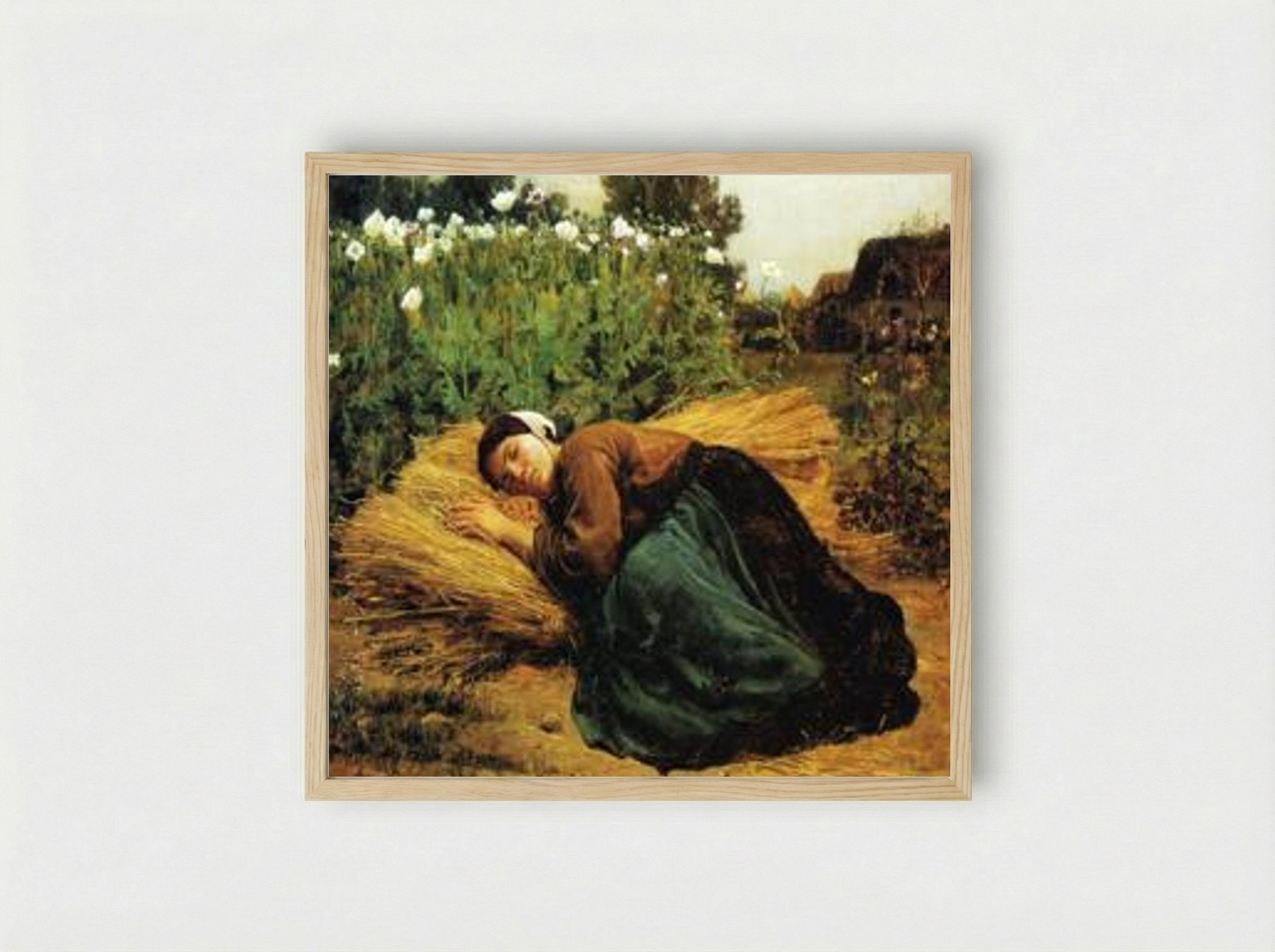 A Rest in the Fields - Jules Breton - Framed Print Wood