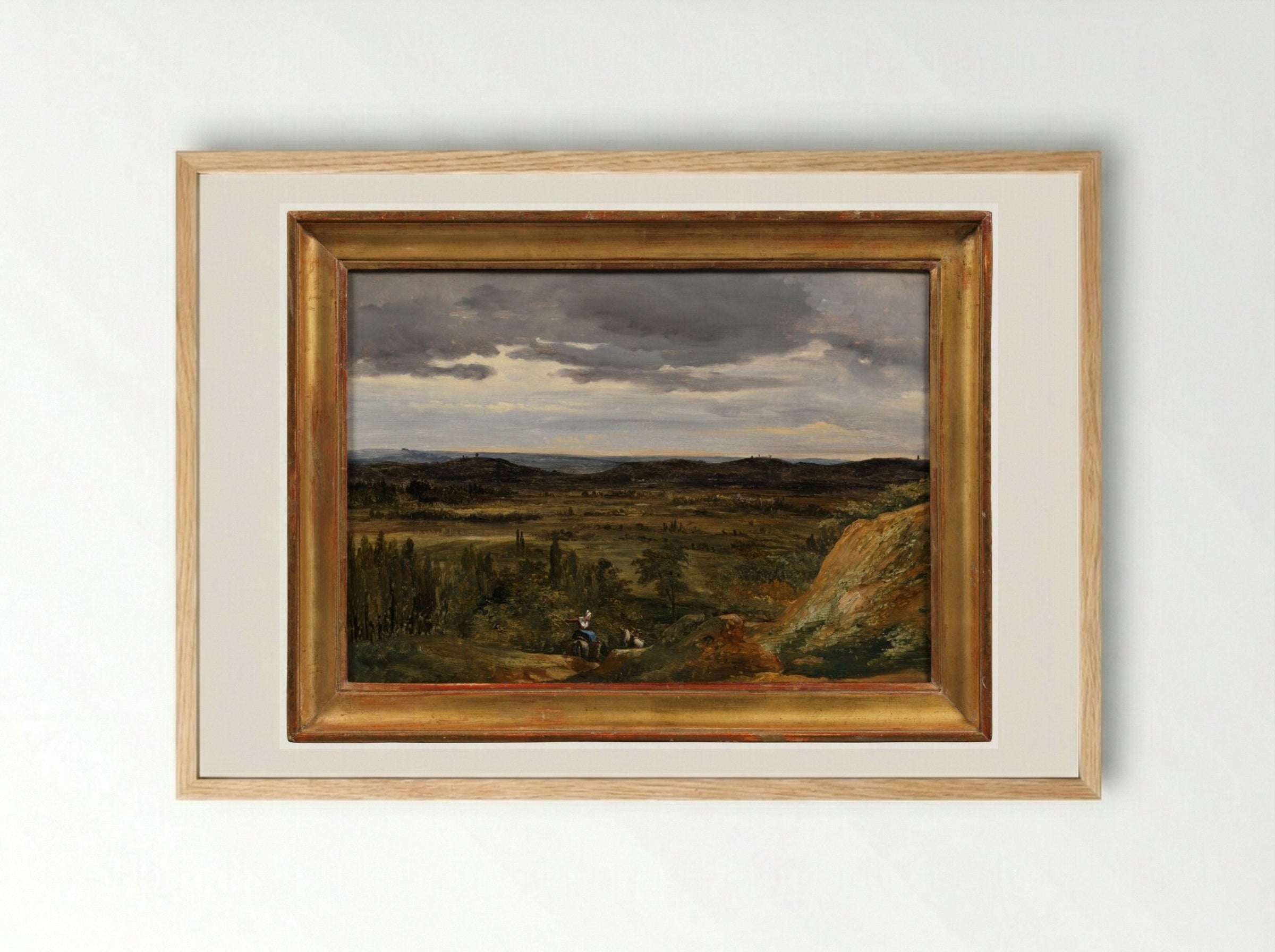 A River Landscape - Théodore Rousseau - Framed Print Wood