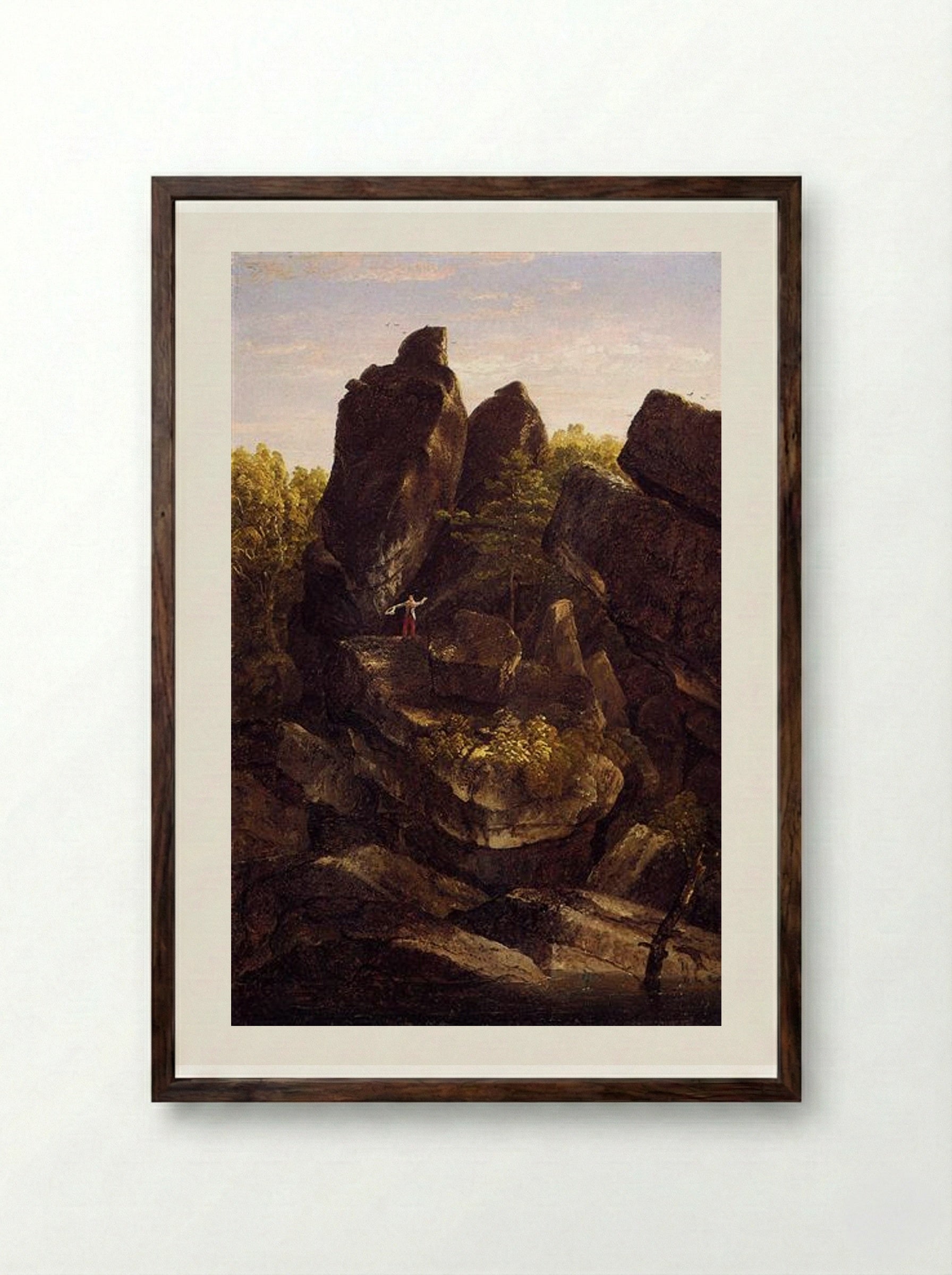 A Rocky Glen (In the Shawangunks) - Thomas Cole - Framed Print Dark Wood