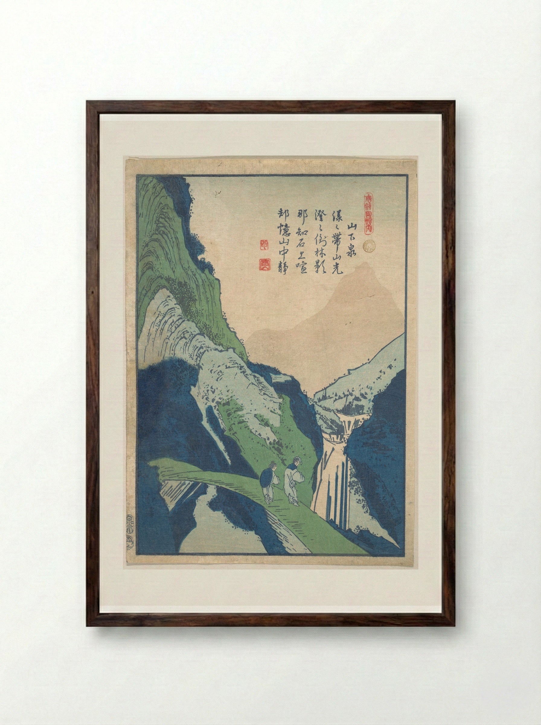 A Romantic Scene - Totoya Hokkei - Framed Print Dark Wood