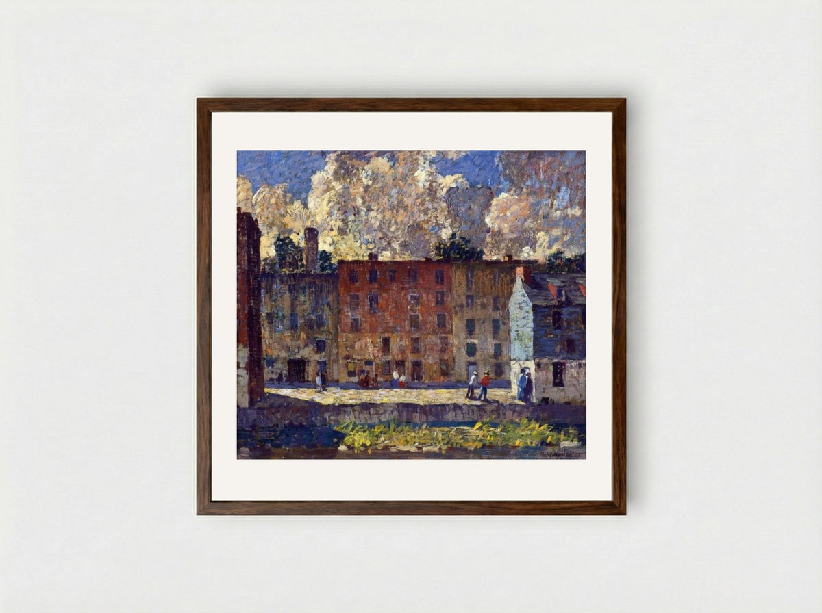 A Row of Tenements - Robert Spencer - Framed Print Dark Wood