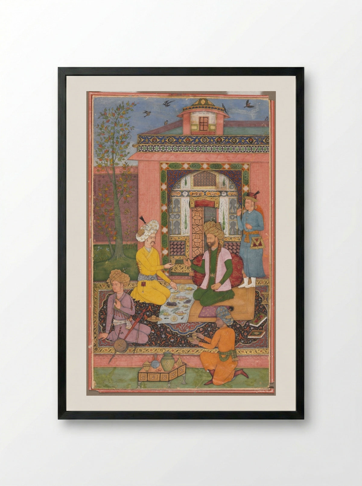 A Royal Picnic on a Terrace - Muhammad Ali - Framed Print Black