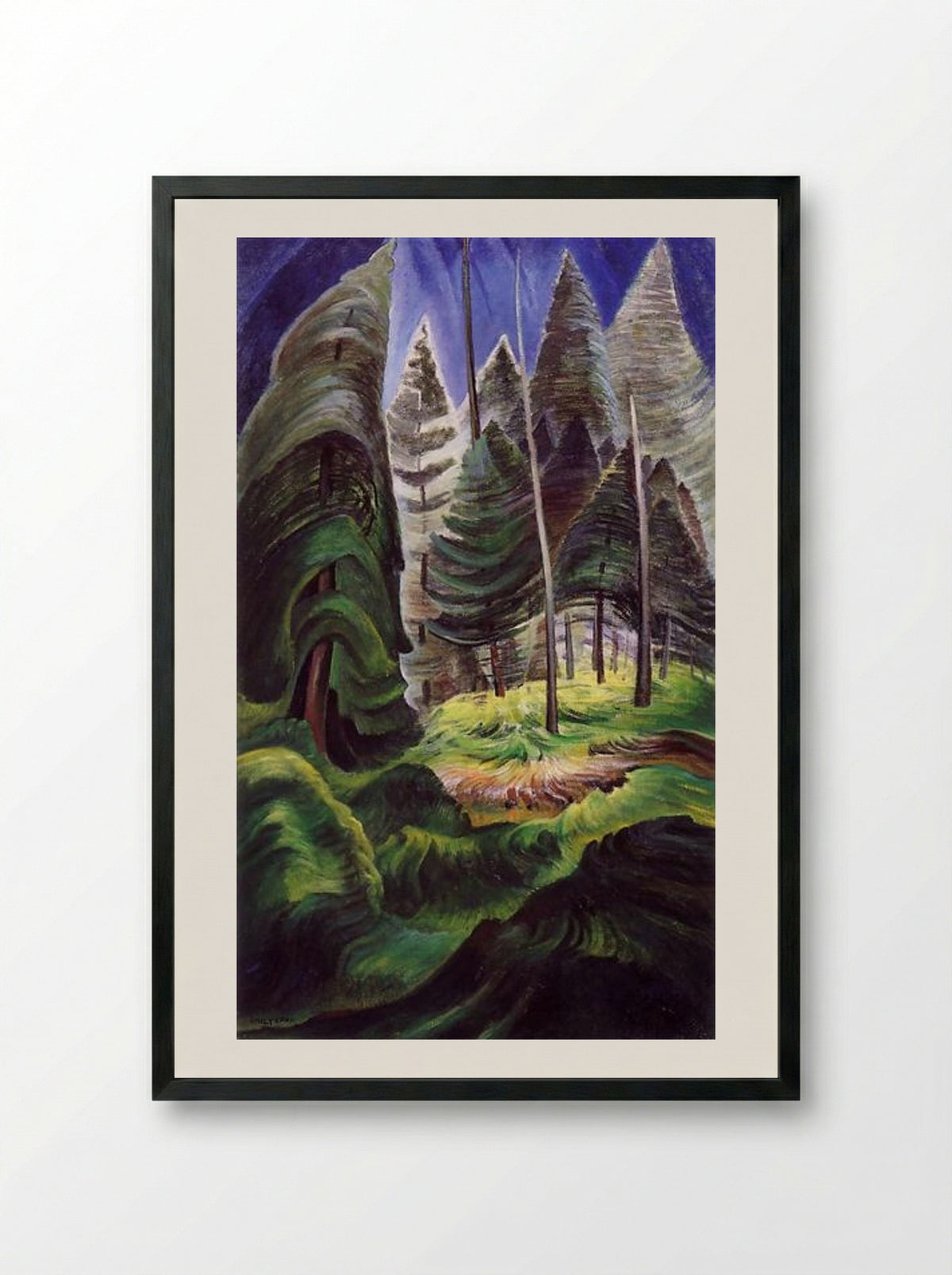 A Rushing Sea of Undergrowth - Emily Carr - Framed Print Black