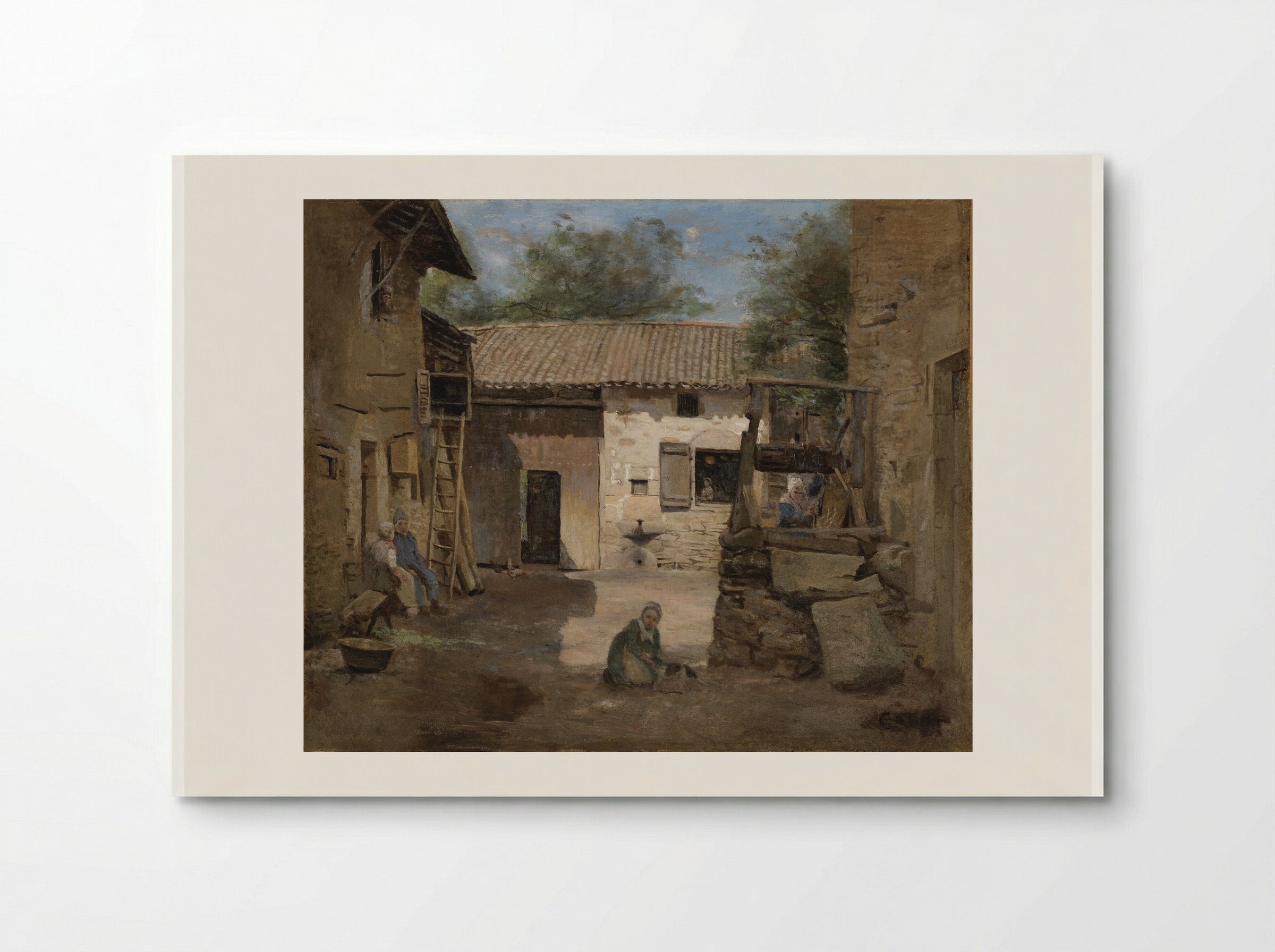 A Rustic Court-Yard - Jean-Baptiste-Camille Corot - Poster