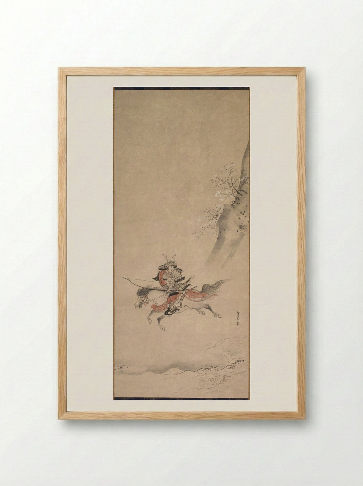 A Samurai on Horseback - Kusumi Morikage - Framed Print Wood